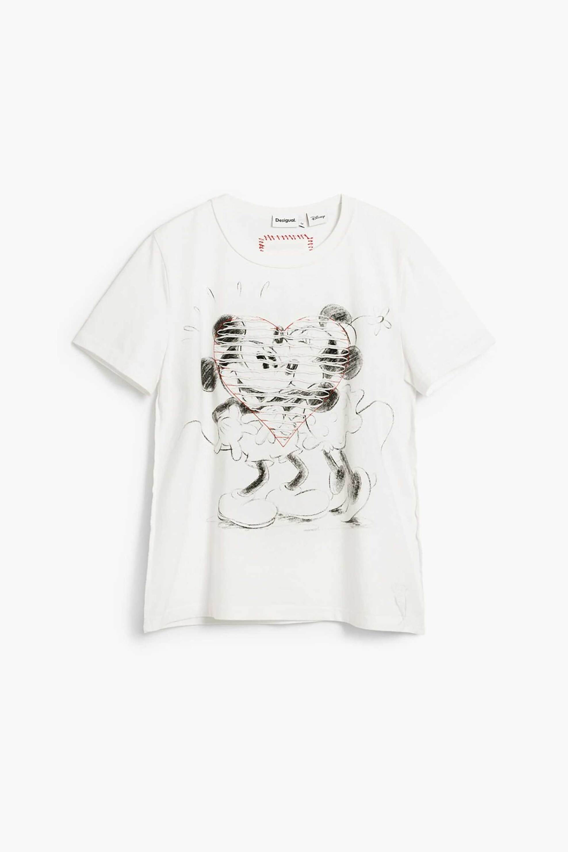 Desigual Γυναικείο T-Shirt με Print Regular Fit Mickey Mouse - 26Swtk42 Λευκό
