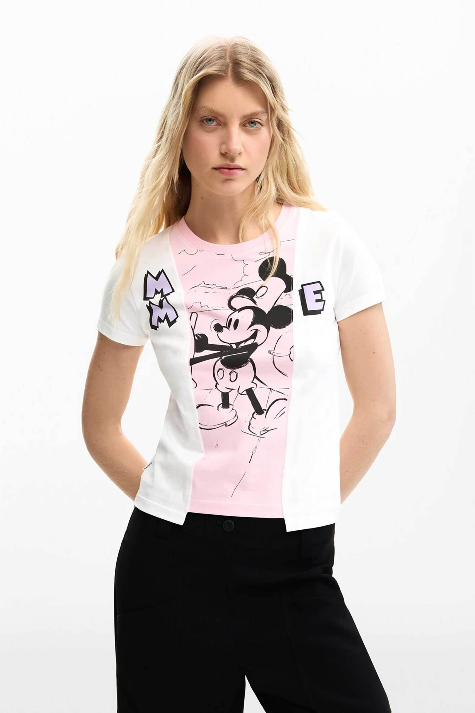 Desigual γυναικείο T-shirt με print Regular Fit "Mickey Mouse™" - 26SWTK44 Λευκό