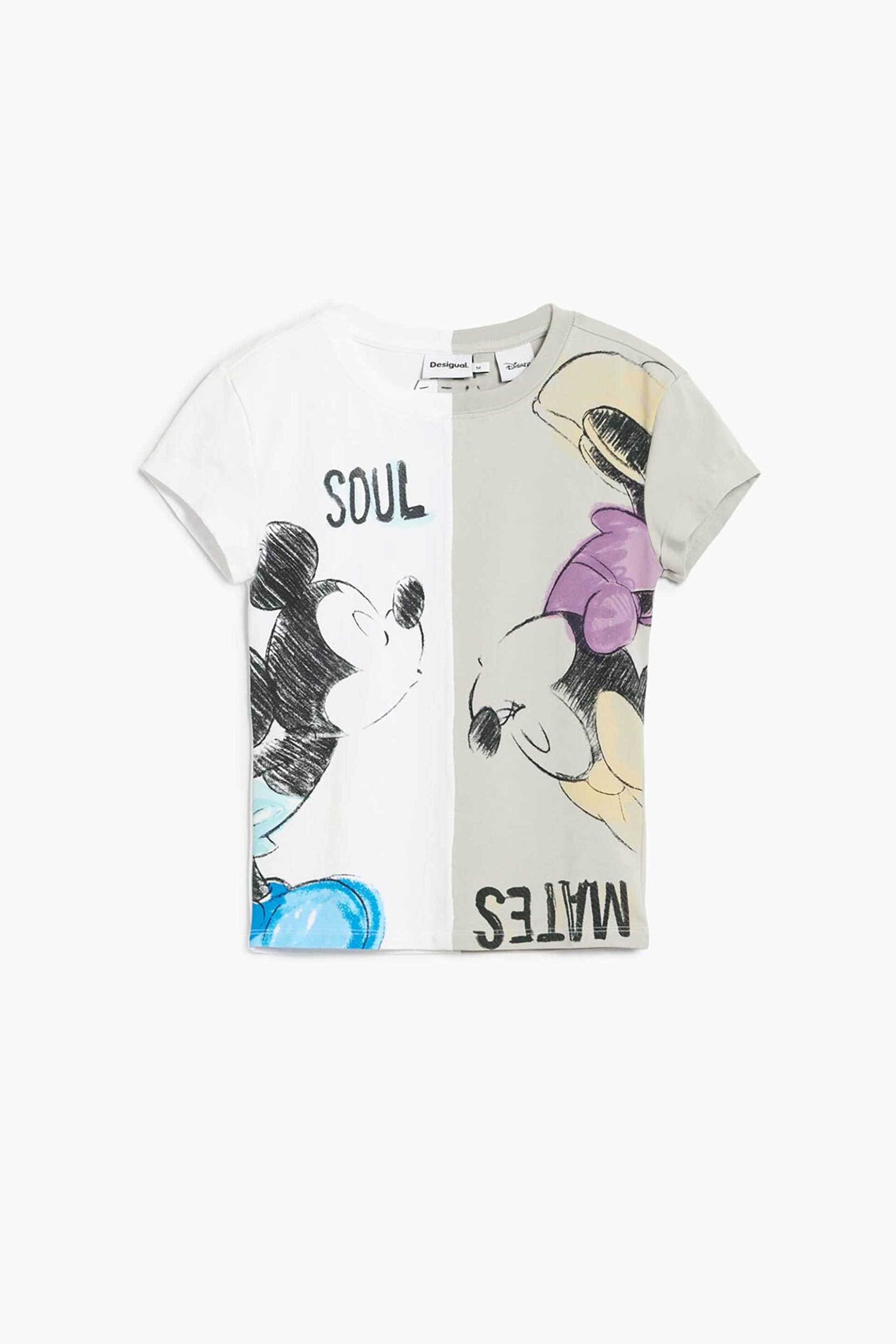 Desigual Γυναικείο T-Shirt με Print Regular Fit Mickey Mouse - 26Swtk45 Λευκό