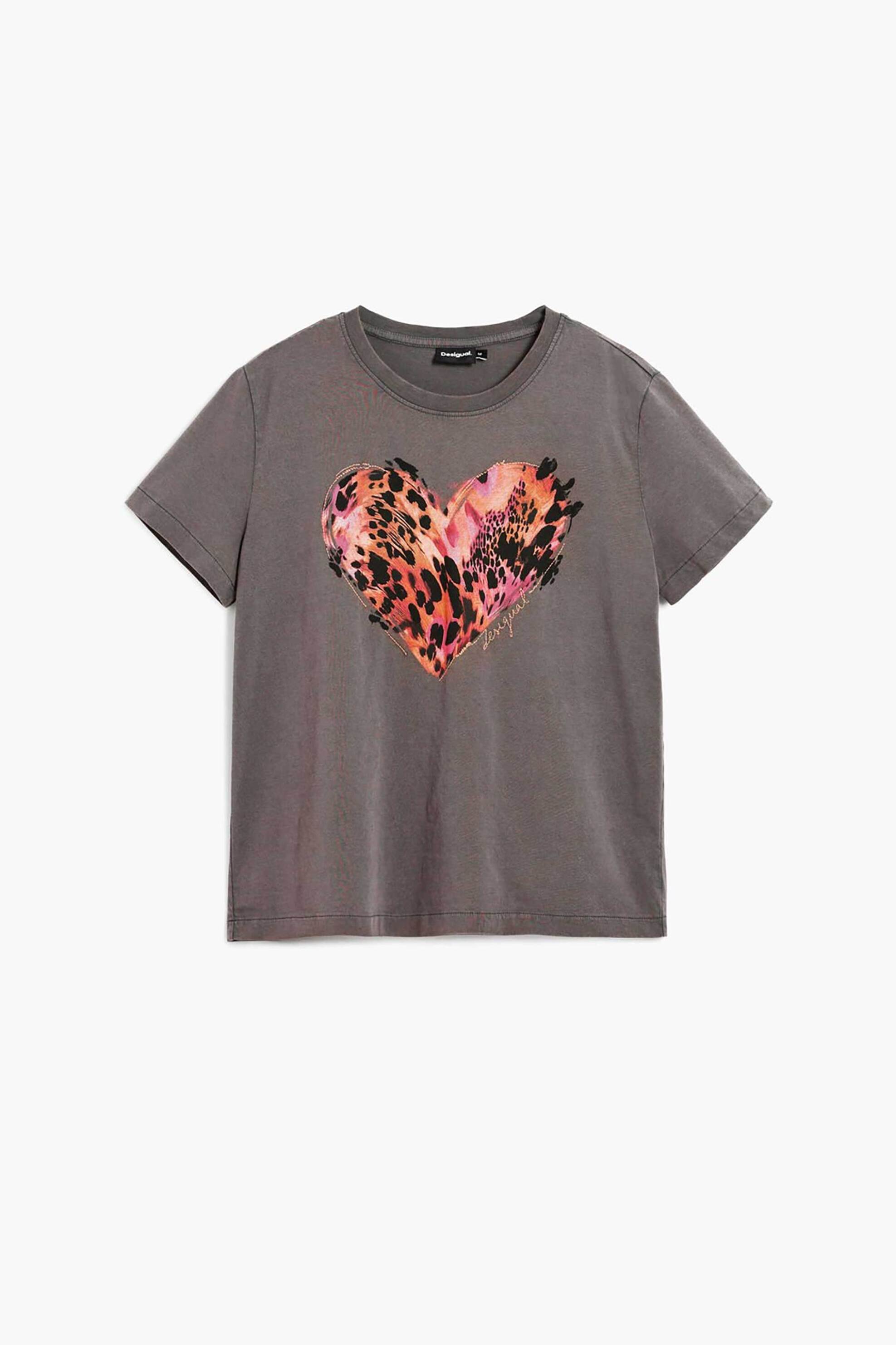Desigual Γυναικείο T-Shirt με Print Regular Fit Tiger - 26Swtk53 Γκρι