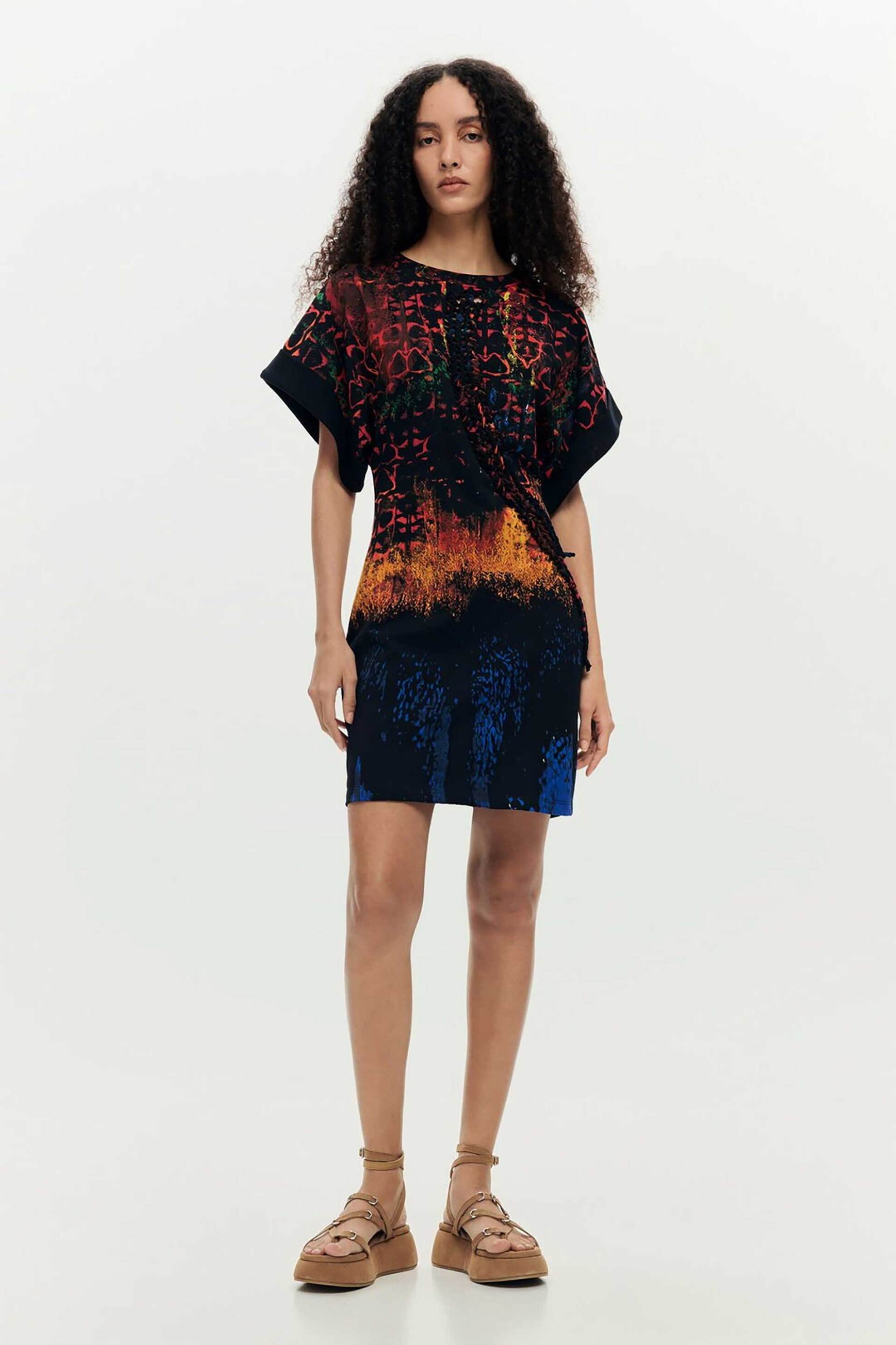 Desigual γυναικείο mini φόρεμα με all-over "Bettle" by Christian Lacroix - 26SWVK13 Πολύχρωμο