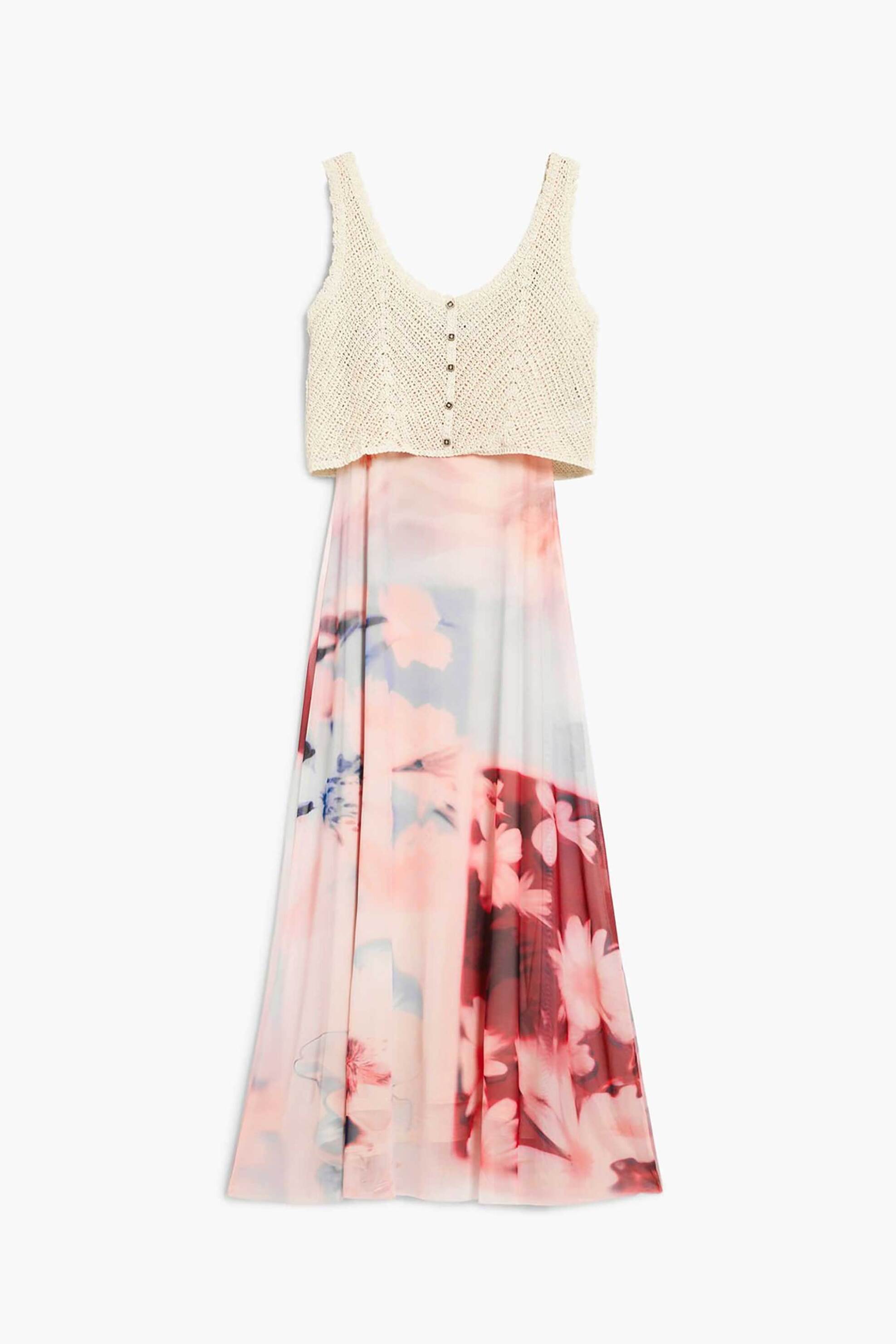 Desigual Γυναικείο Midi Αμάνικο Φόρεμα Regular Fit Frida - 26Swvk31 Ροζ
