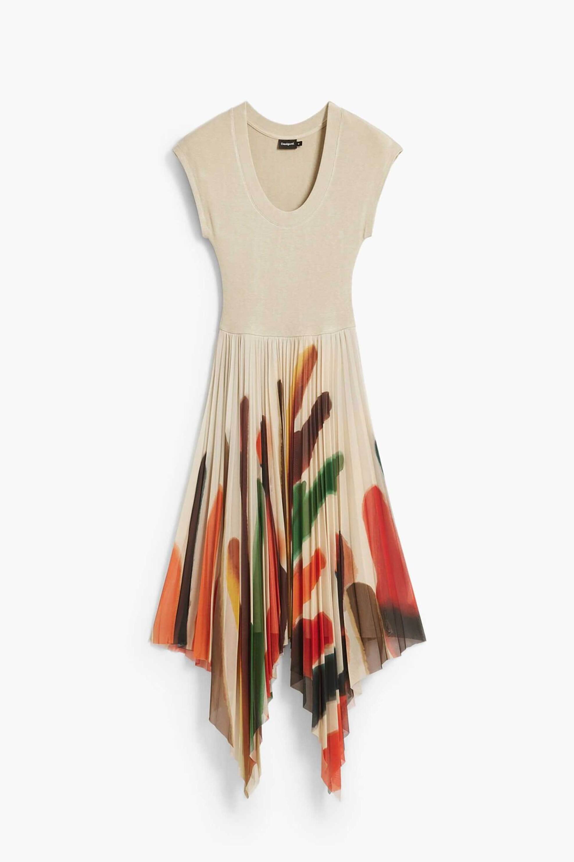 Desigual Γυναικείο Midi Φόρεμα Brushes By Christian Lacroix - 26Swvk39 Εκρού
