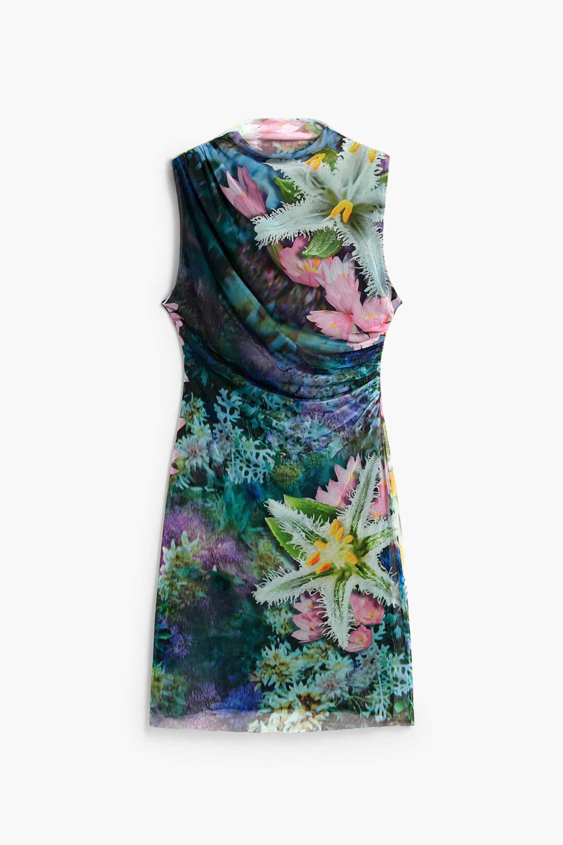Desigual Γυναικείο Mini Αμάνικο Φόρεμα με All-Over Print Carrington - 26Swvk40 Κυπαρισσί