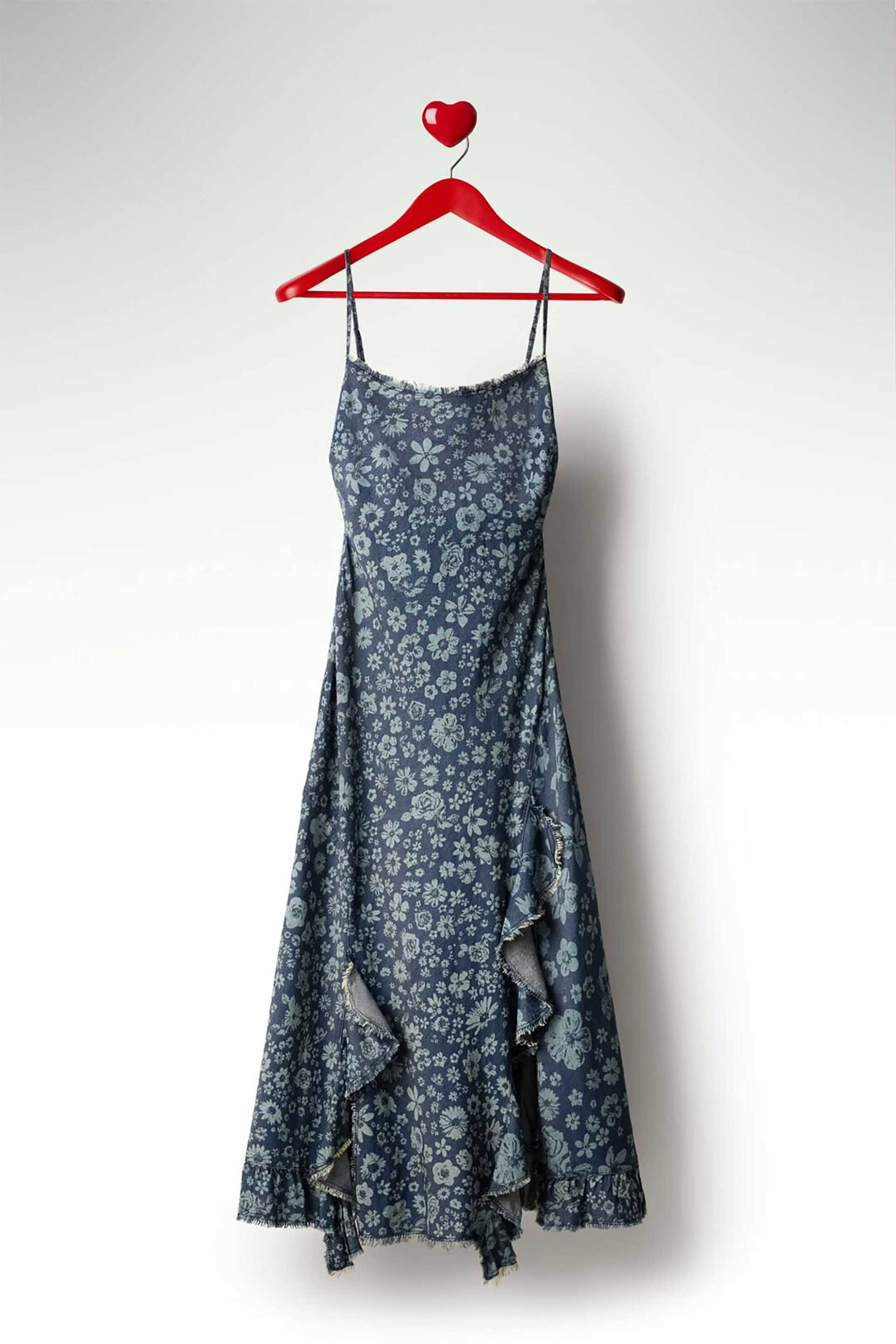 Desigual Γυναικείο Midi Denim Αμάνικο Φόρεμα με Ασύμμετρο Τελείωμα Cham - 26Swvw33 Blue