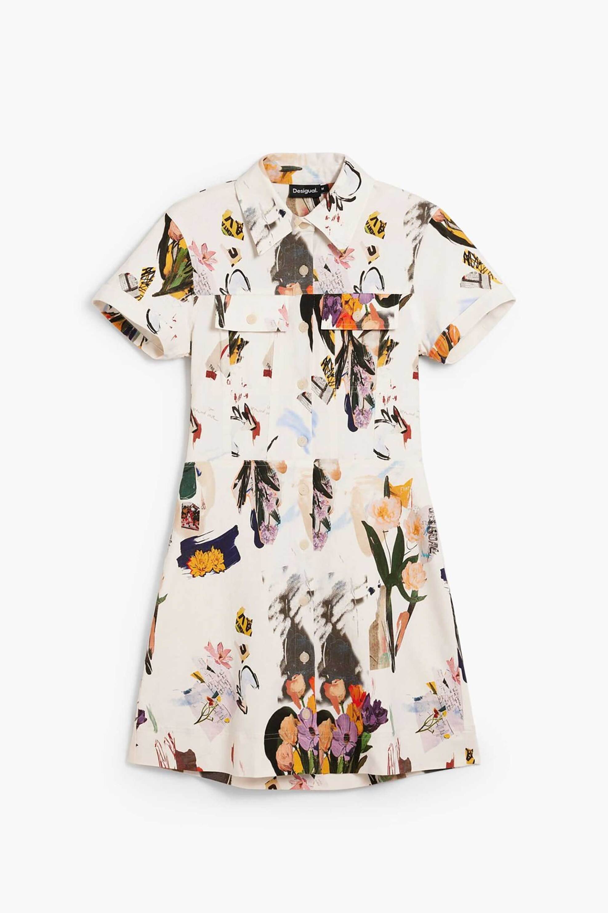 Desigual Γυναικείο Mini Φόρεμα Σεμιζιέ με Floral Print Fini - 26Swvw48 Μπεζ