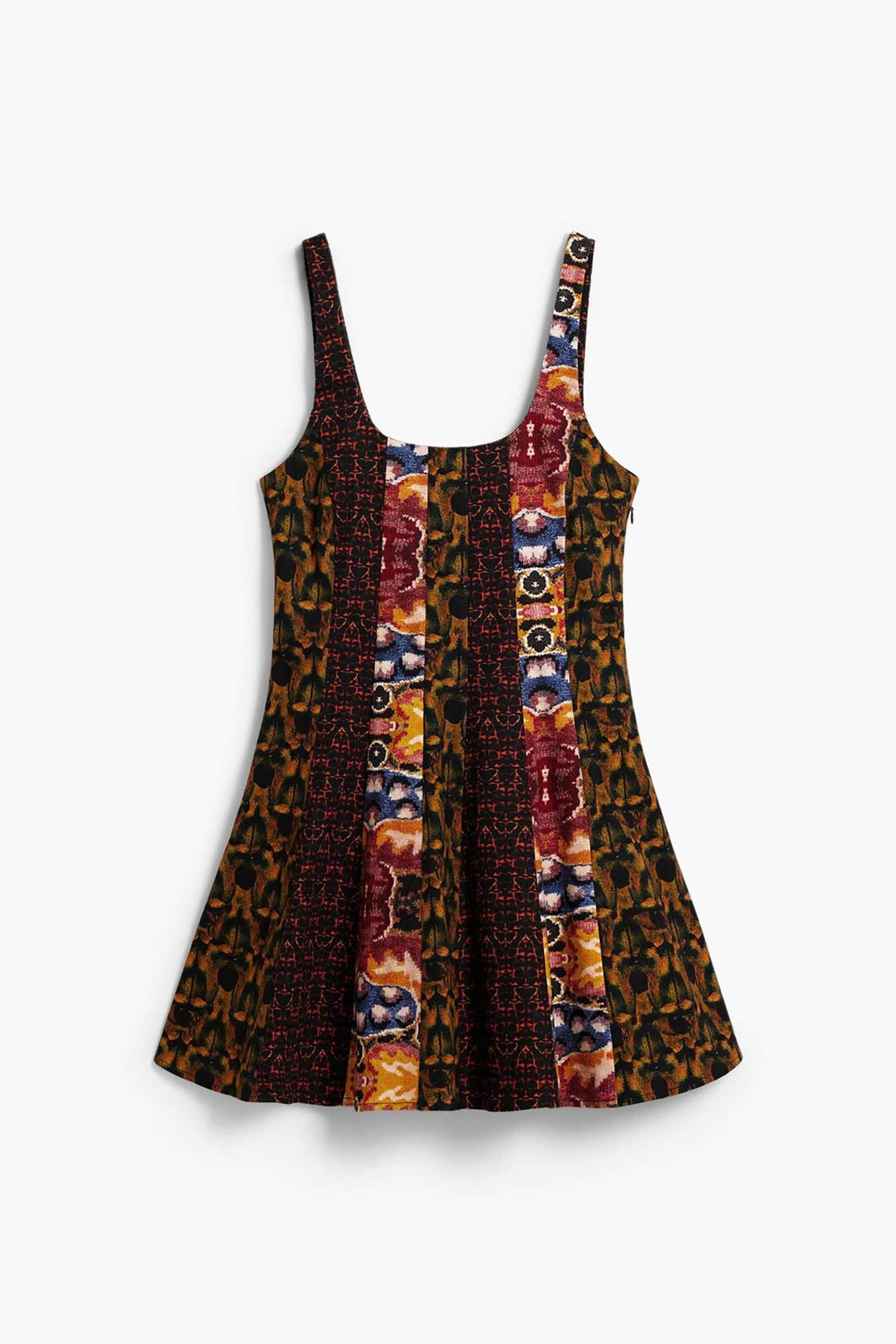 Desigual Γυναικείο Mini Αμάνικο Φόρεμα με All-Over Print Beattle Patch By Christian Lacroix - 26Swvw58 Λαδί