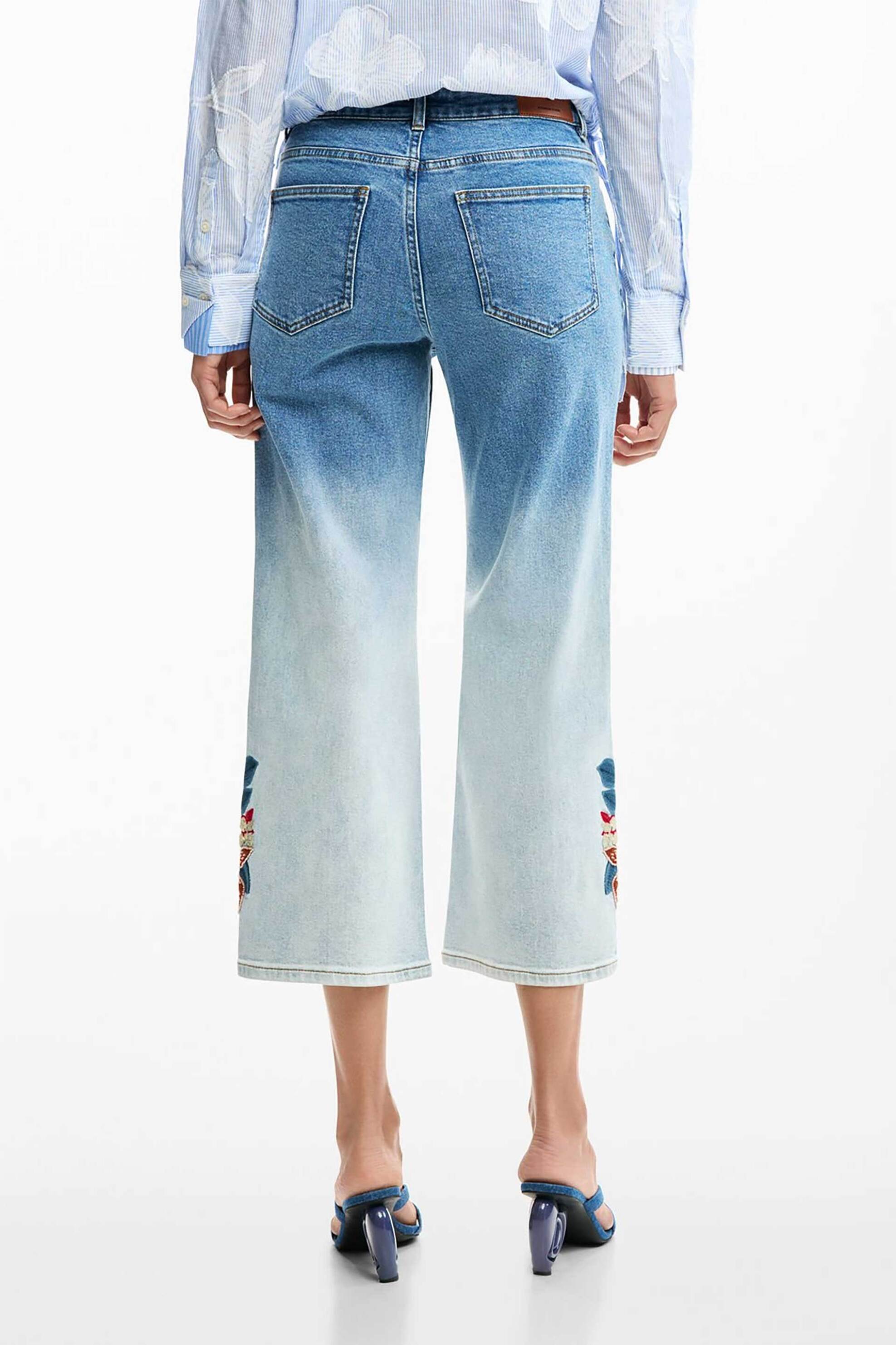 Desigual γυναικείo τζιν παντελόνι culotte με floral print "Coco" - 26SWDD20 Denim Blue φωτογραφία