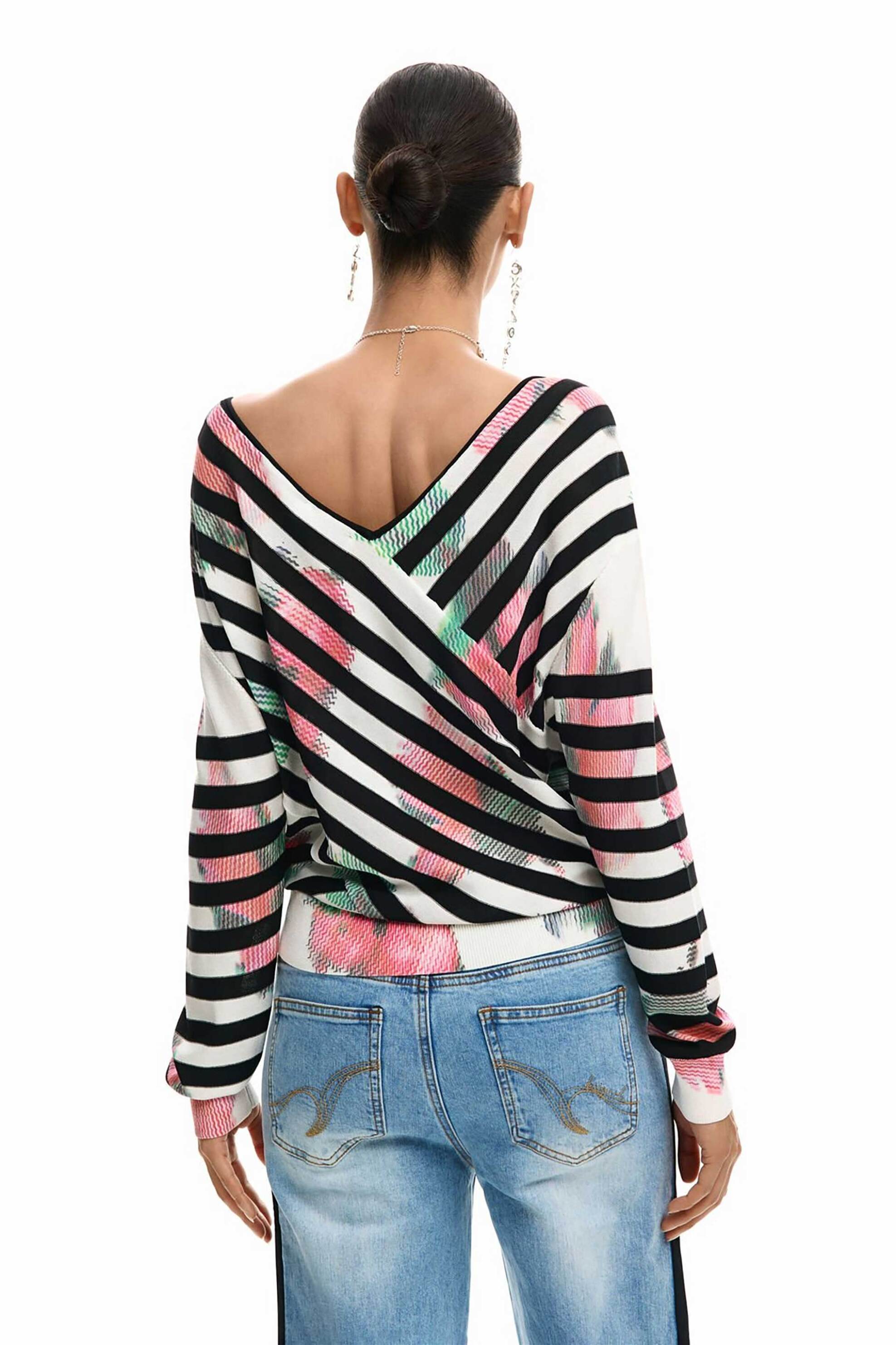 Desigual γυναικείo λεπτό πουλόβερ με ριγέ σχέδιο Regular Fit "Helsinki" - 26SWJF01 Μαύρο φωτογραφία