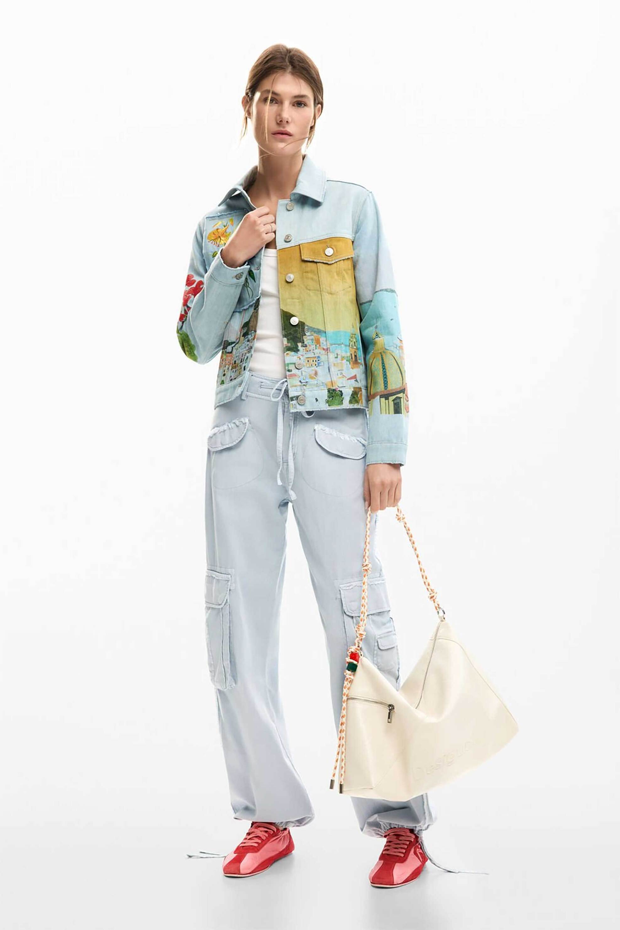 DESIGUAL Desigual γυναικείo denim jacket με Amalfi print "Indi" - 26SWED02 Denim Blue - 2