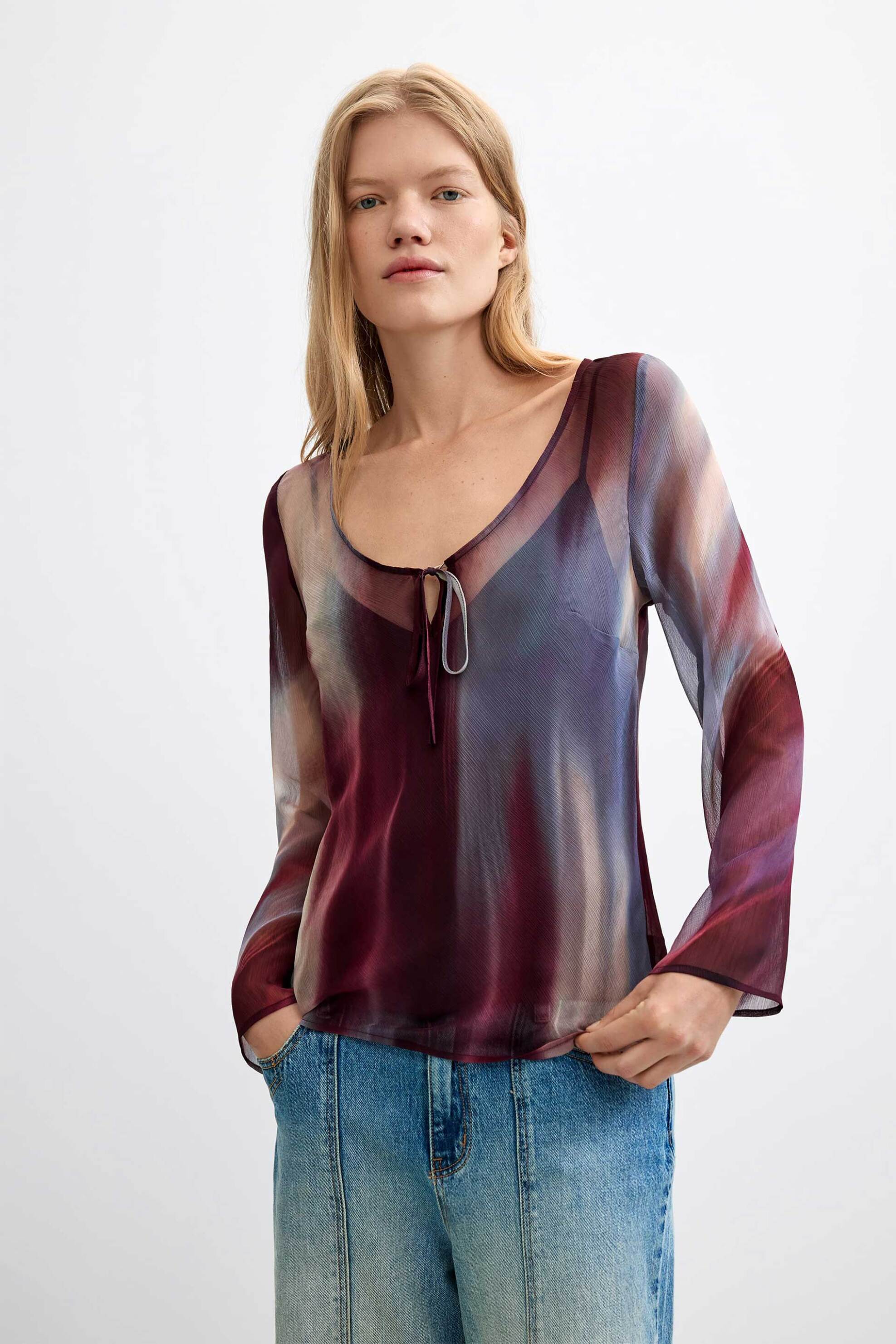 Desigual γυναικεία μπλούζα ημιδιάφανη 