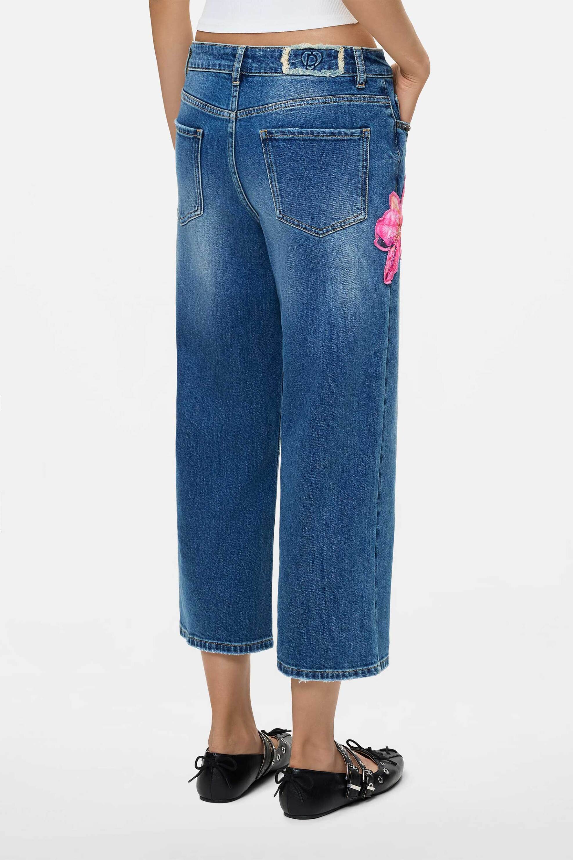 DESIGUAL Desigual γυναικείο τζιν παντελόνι Culotte "Flora" - 26WWDD08 Denim Blue - 3