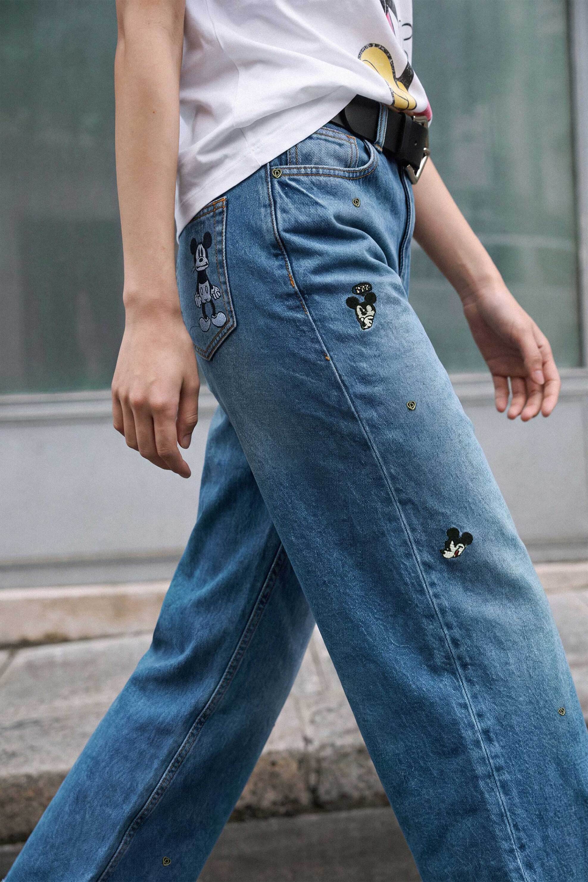 DESIGUAL Desigual γυναικείο τζιν παντελόνι culotte "Mickey™" - 26WWDD09 Denim Blue - 3