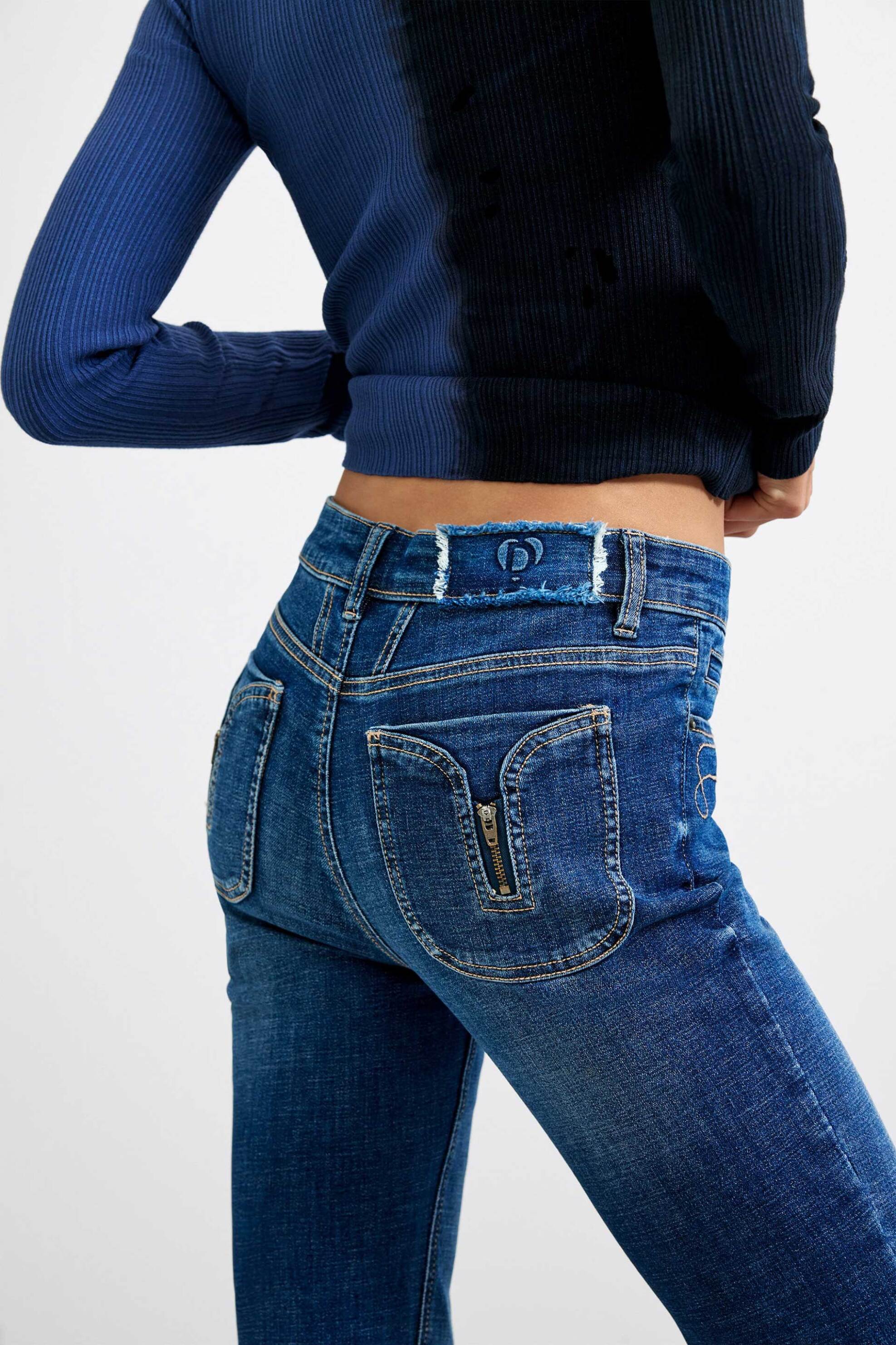 DESIGUAL Desigual γυναικείο τζιν παντελόνι Flare Fit "Lindsay" - 26WWDD18 Denim Blue Σκούρο - 4