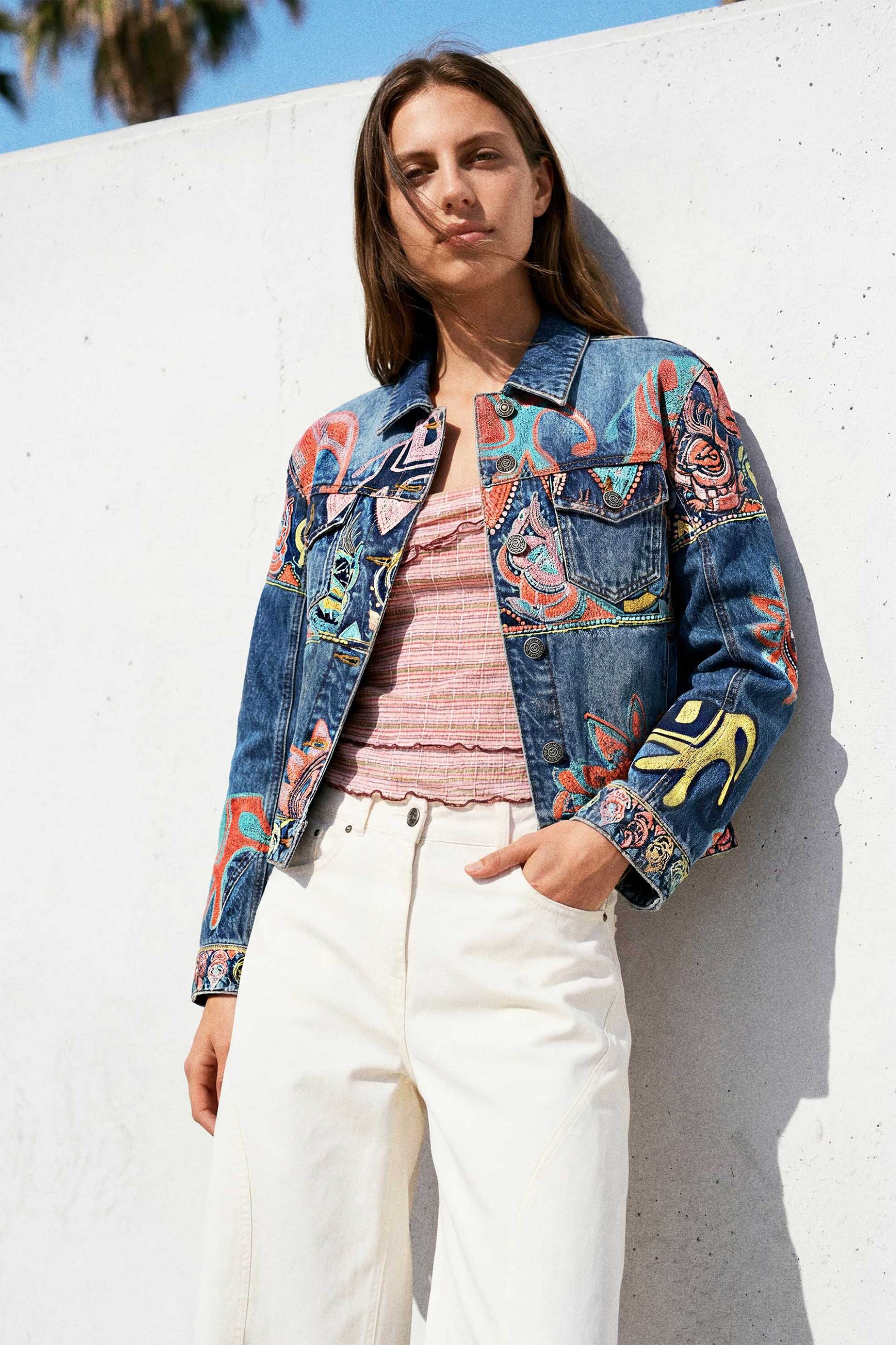 DESIGUAL Desigual γυναικείο denim jacket με κέντημα "Elefant" - 26WWED07 Denim Blue - 3