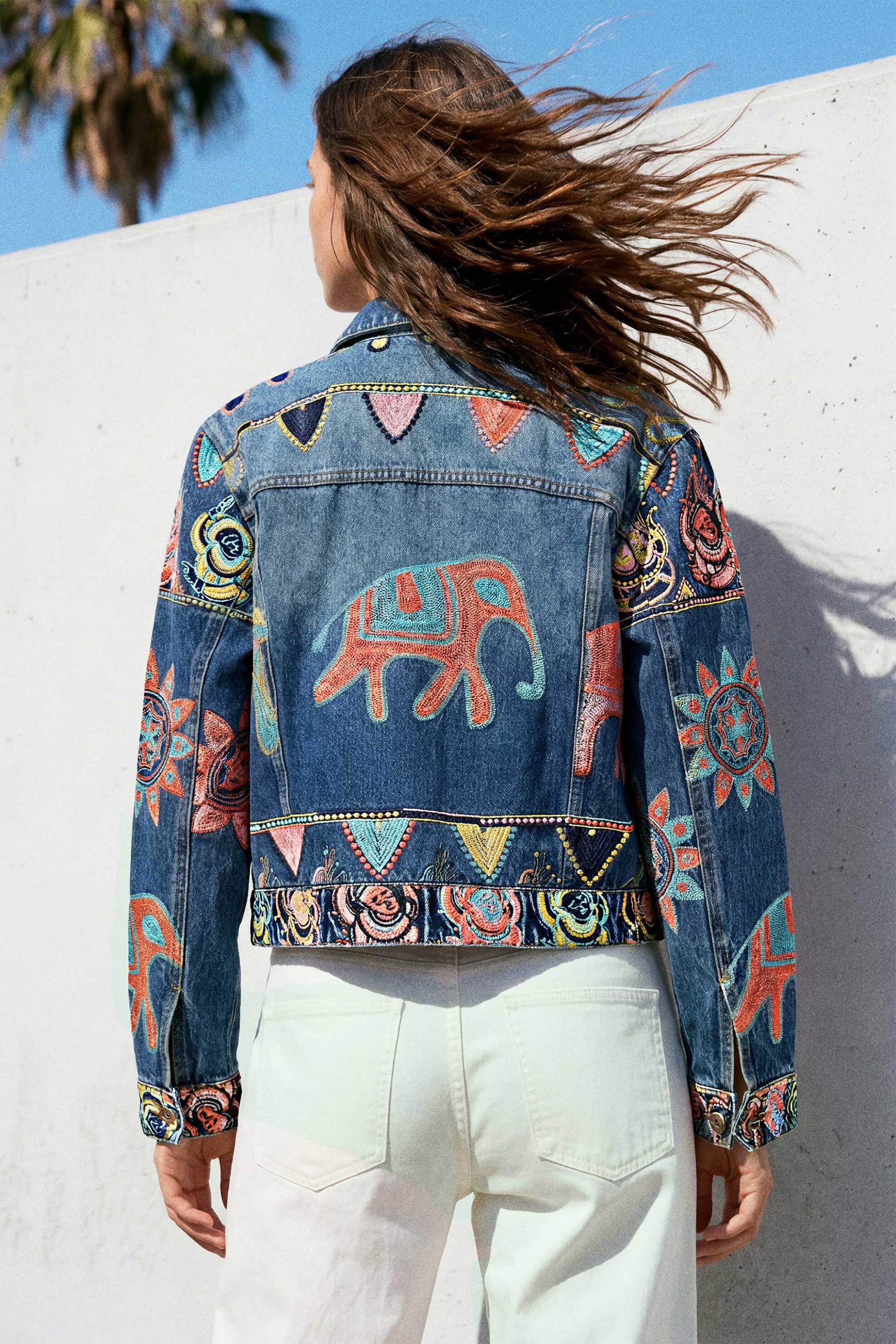 DESIGUAL Desigual γυναικείο denim jacket με κέντημα "Elefant" - 26WWED07 Denim Blue - 4