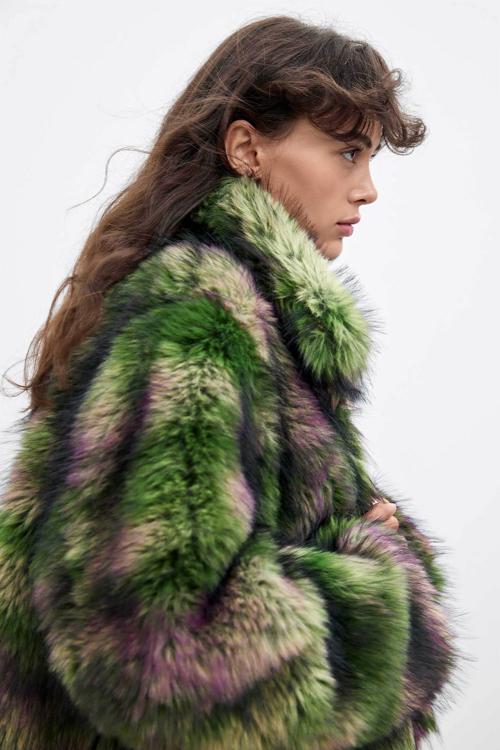 Desigual γυναικείο faux fur jacket με γιακά 