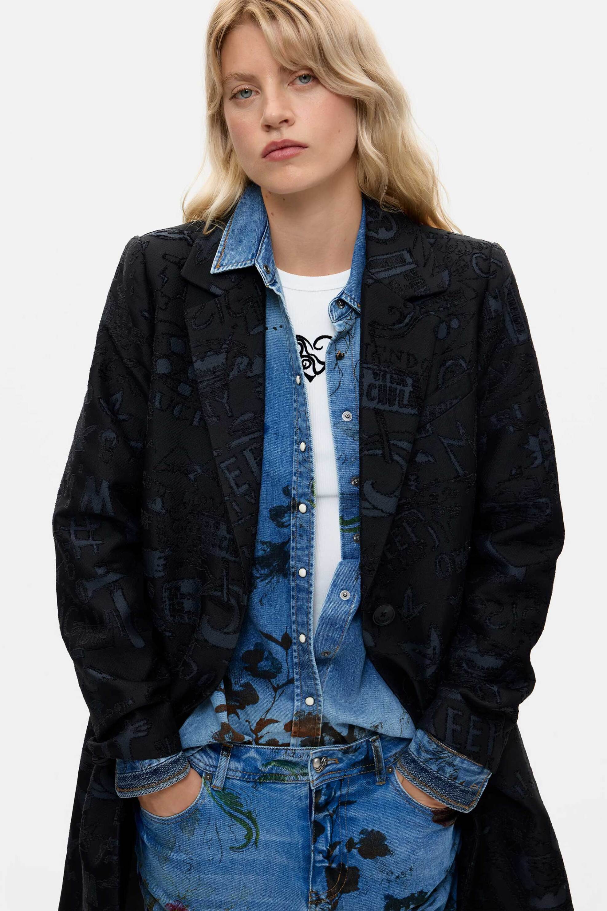 Desigual γυναικείο παλτό jacquard 