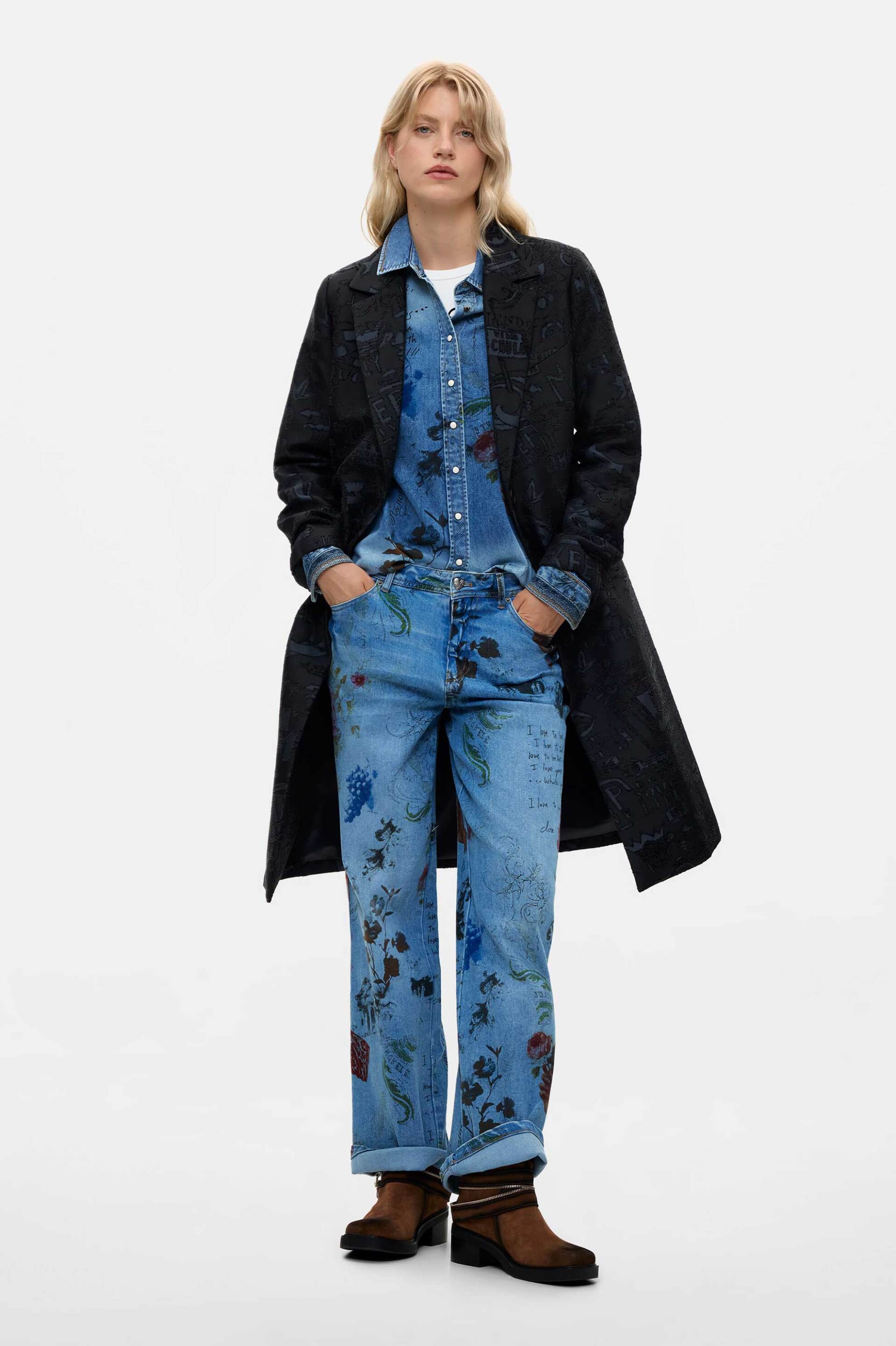 DESIGUAL Desigual γυναικείο παλτό jacquard "Ginny" - 26WWEW28 Μαύρο - 3