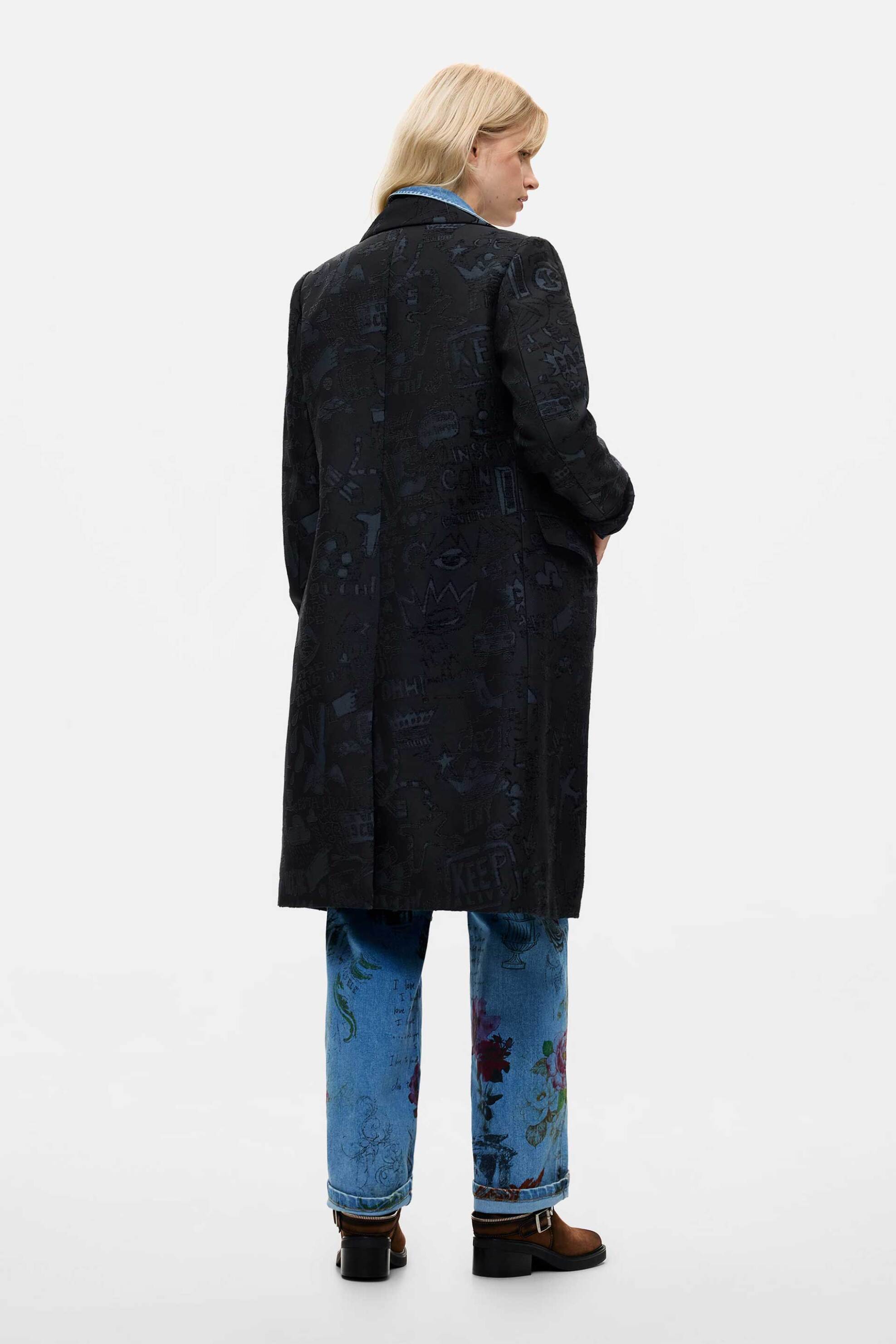 DESIGUAL Desigual γυναικείο παλτό jacquard "Ginny" - 26WWEW28 Μαύρο - 4
