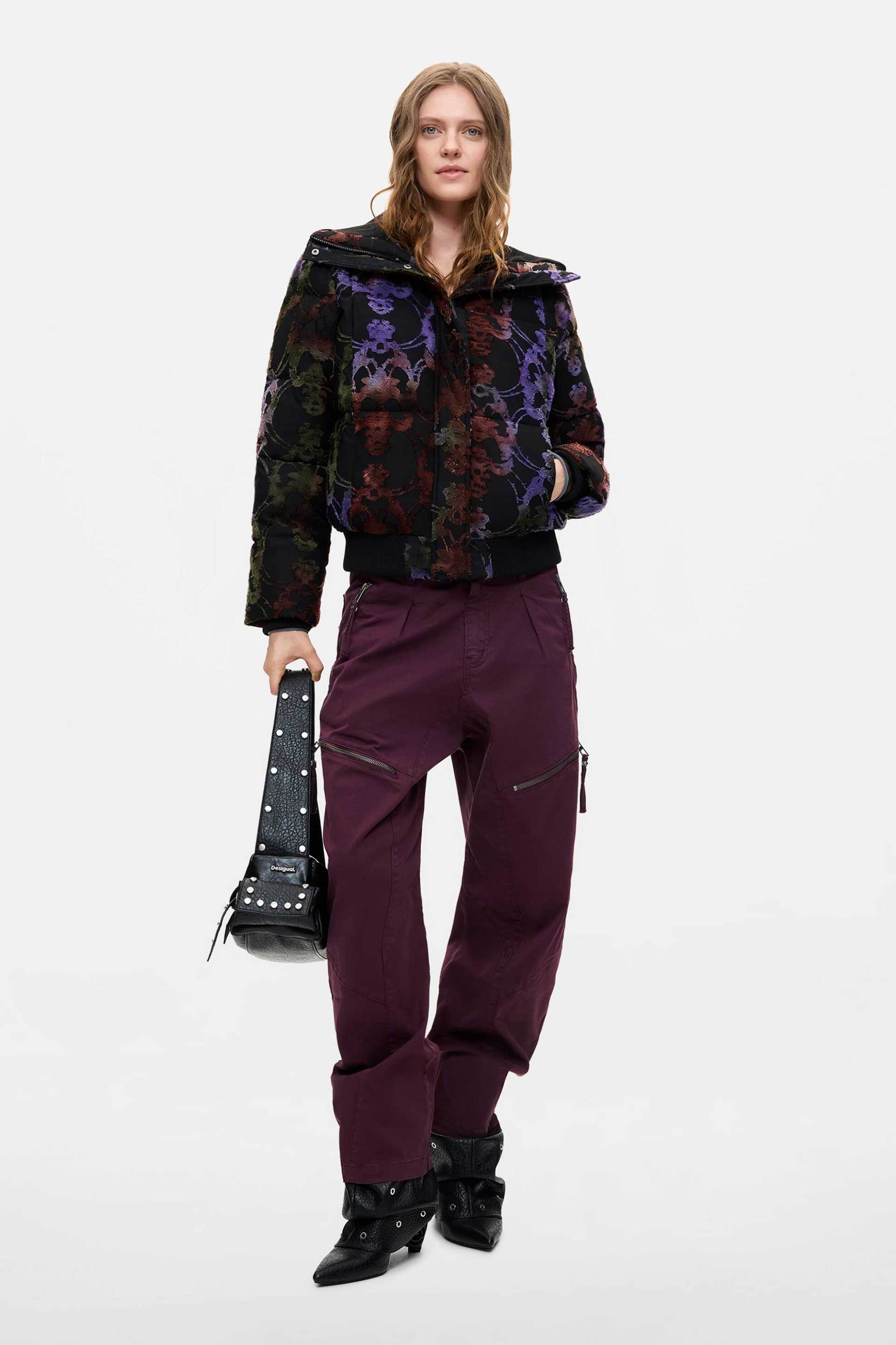 DESIGUAL Desigual γυναικείο μπουφάν με βελούδινη υφή "Burnt" - 26WWEW36 Μαύρο - 3