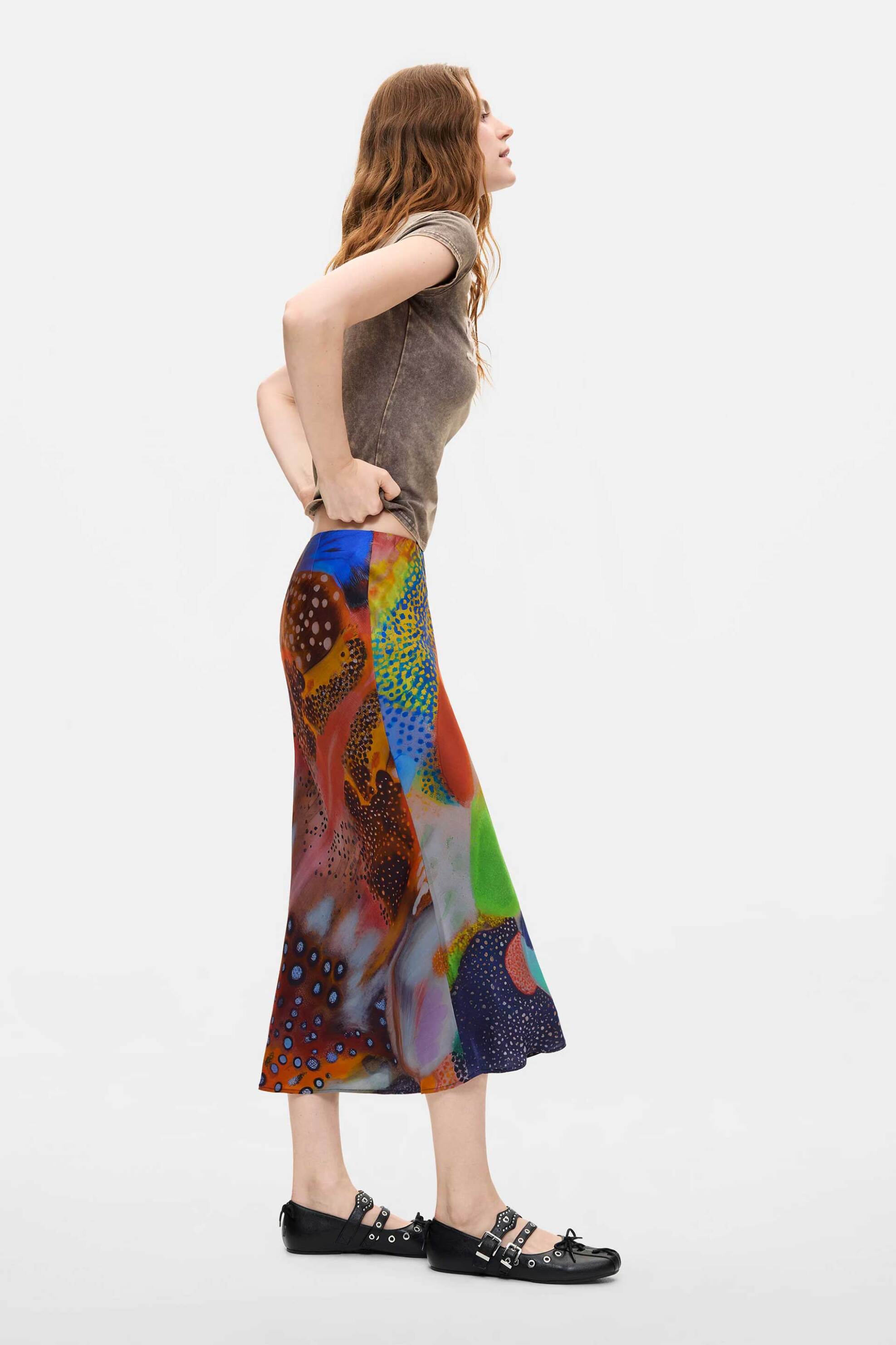 DESIGUAL Desigual γυναικεία φούστα με πολύχρομο σχέδιο "Dublin" - 26WWFW06 Πολύχρωμο - 3