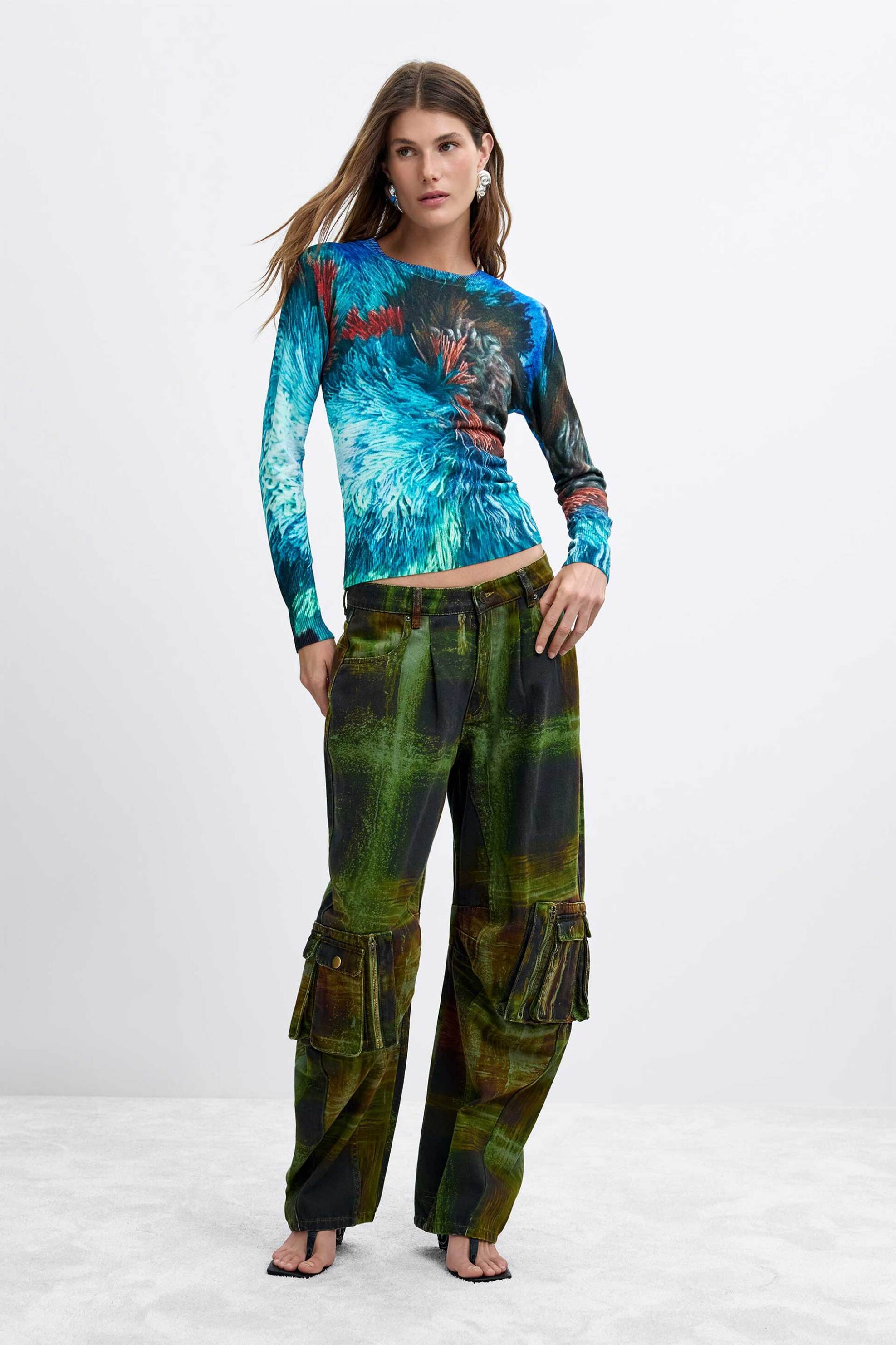 DESIGUAL Desigual γυναικεία πλεκτή μπλούζα "Pompom Lacroix" - 26WWJF02 Τυρκουάζ - 3