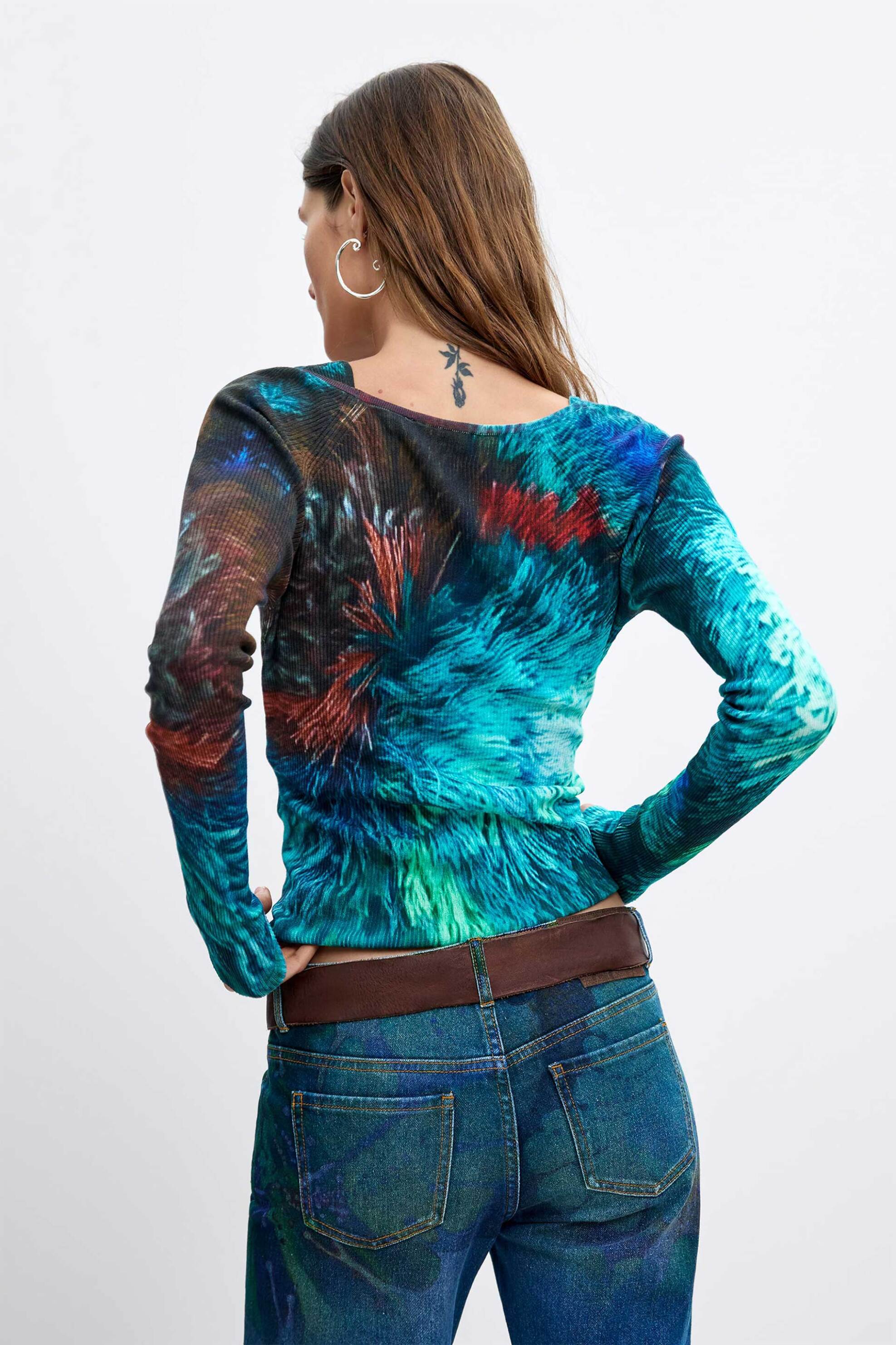 DESIGUAL Desigual γυναικείο σετ τοπ και ζακέτα "Wooly Lacroix" - 26WWJF07 Τυρκουάζ - 4
