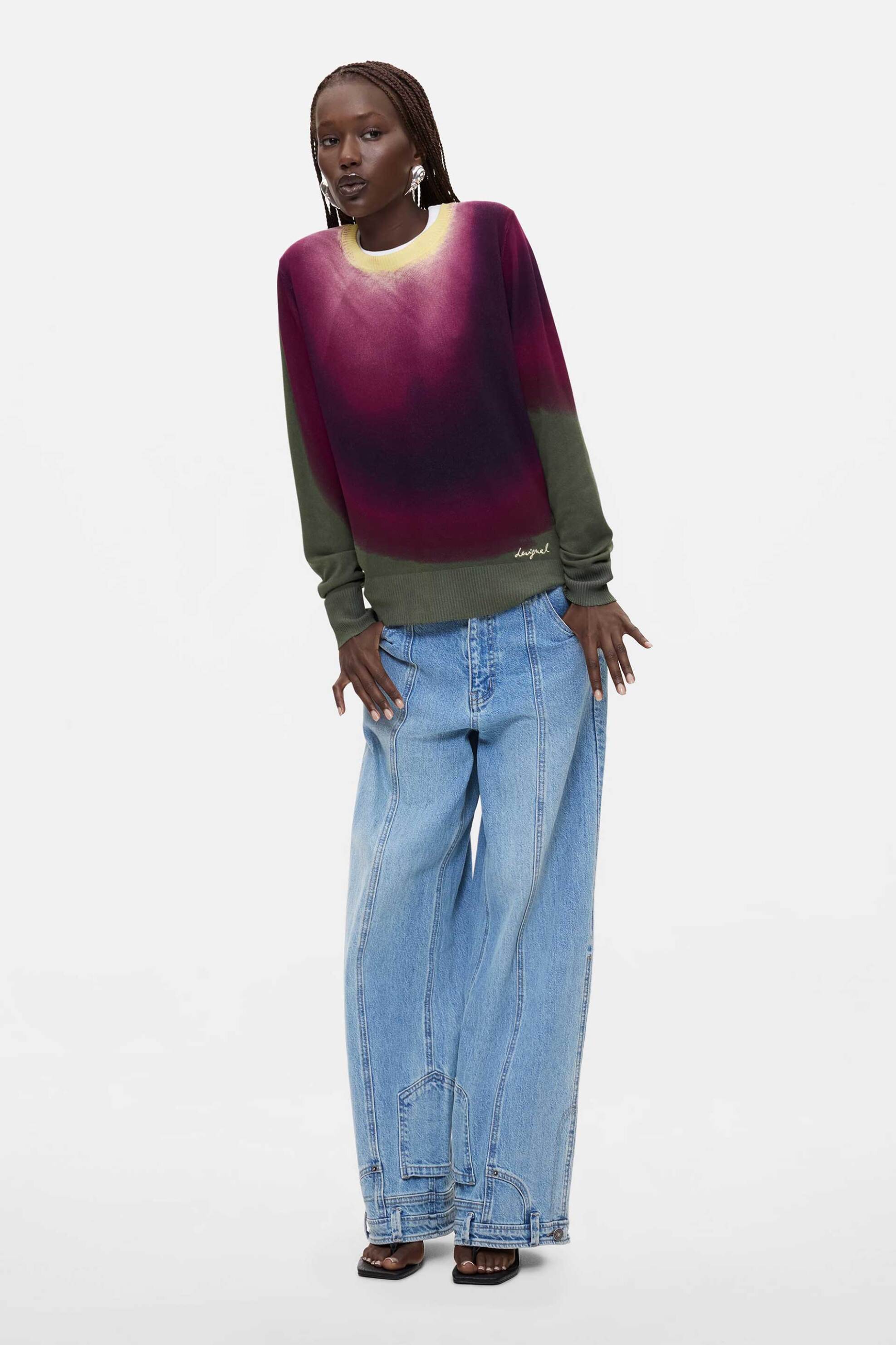 DESIGUAL Desigual γυναικεία πλεκτή μπλούζα ντεγκραντέ "Veget" - 26WWJF26 Μπορντό - 3