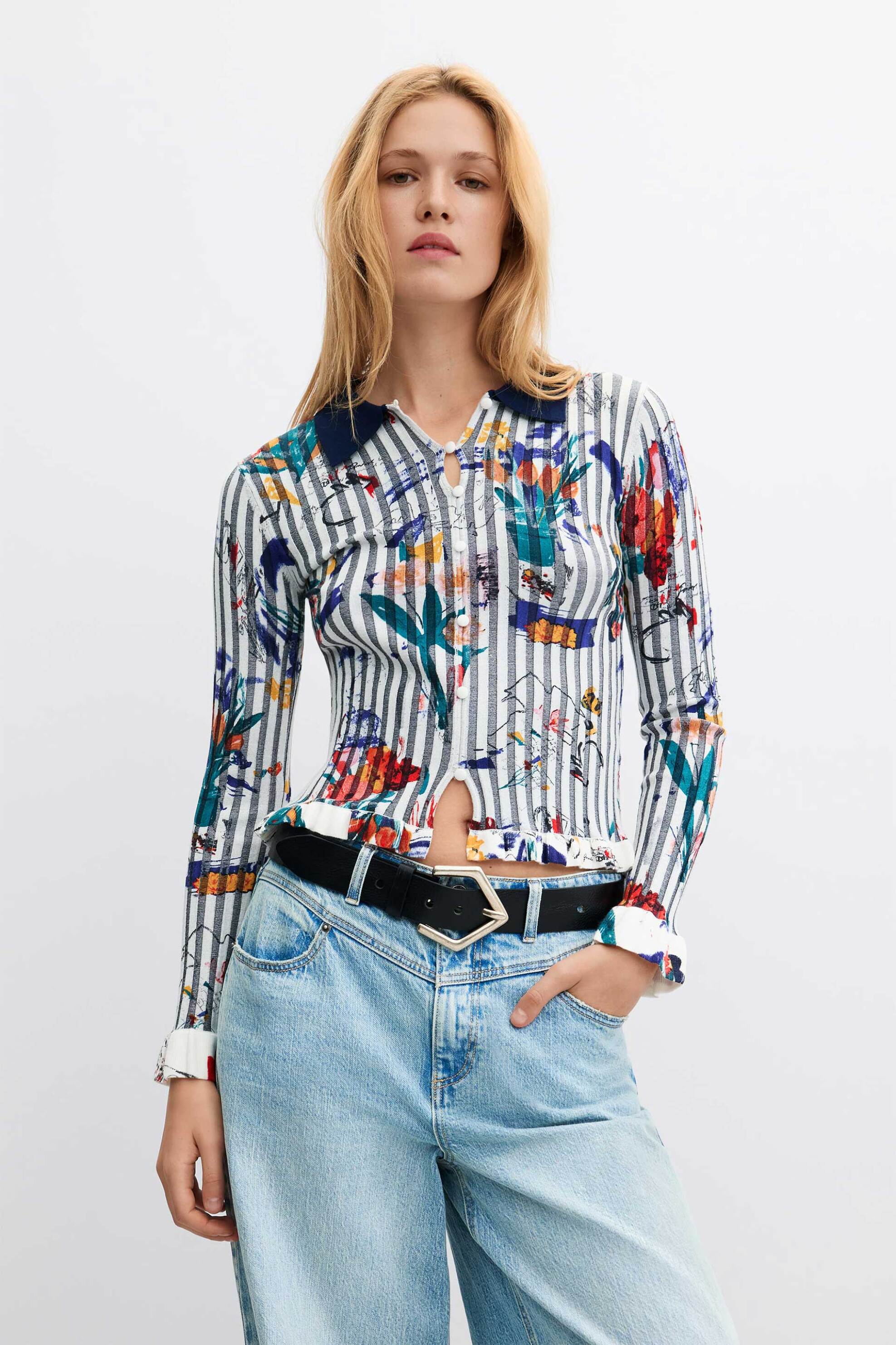 Desigual γυναικεία πλεκτή μπλούζα με γιακά 