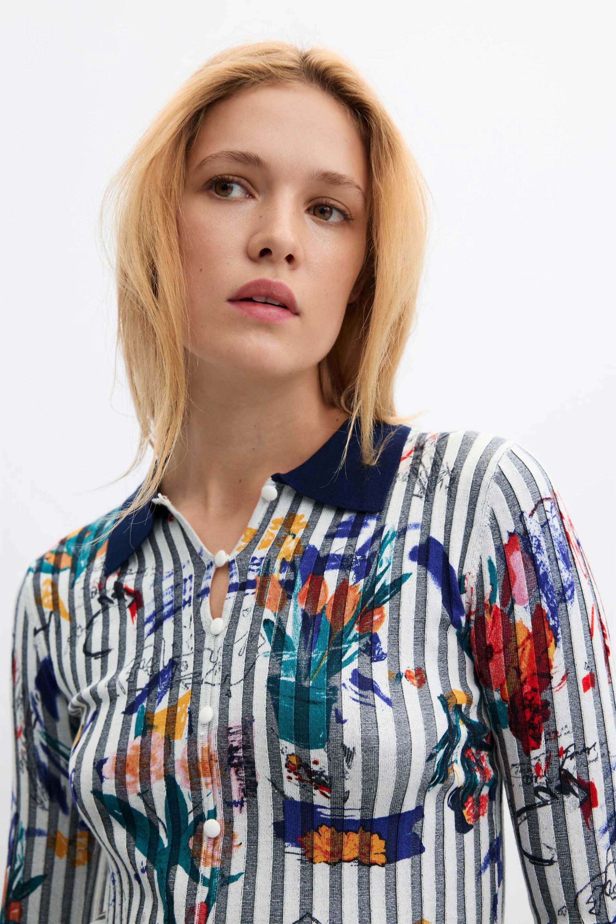 Desigual γυναικεία πλεκτή μπλούζα με γιακά 