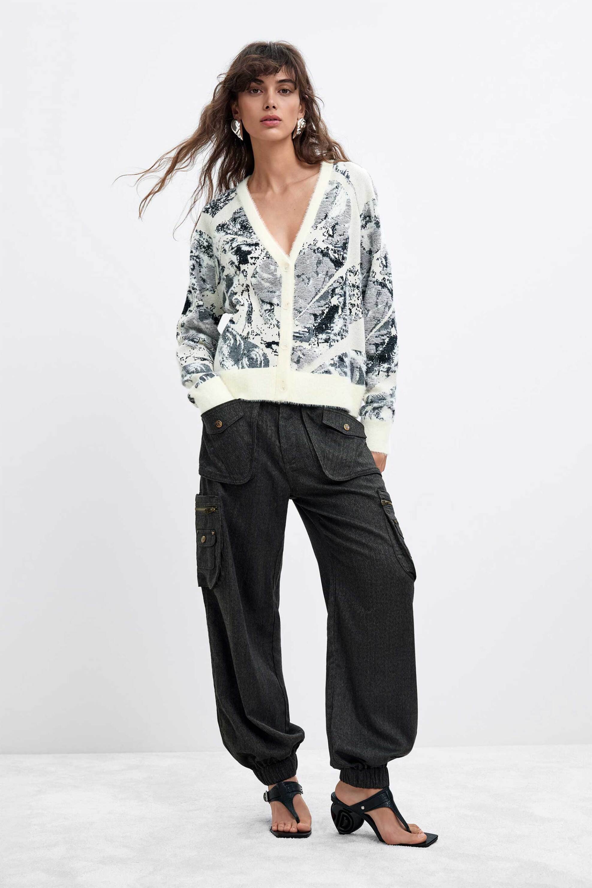DESIGUAL Desigual γυναικεία πλεκτή ζακέτα "Bouquet Lacroix" - 26WWJF51 Λευκό - 3