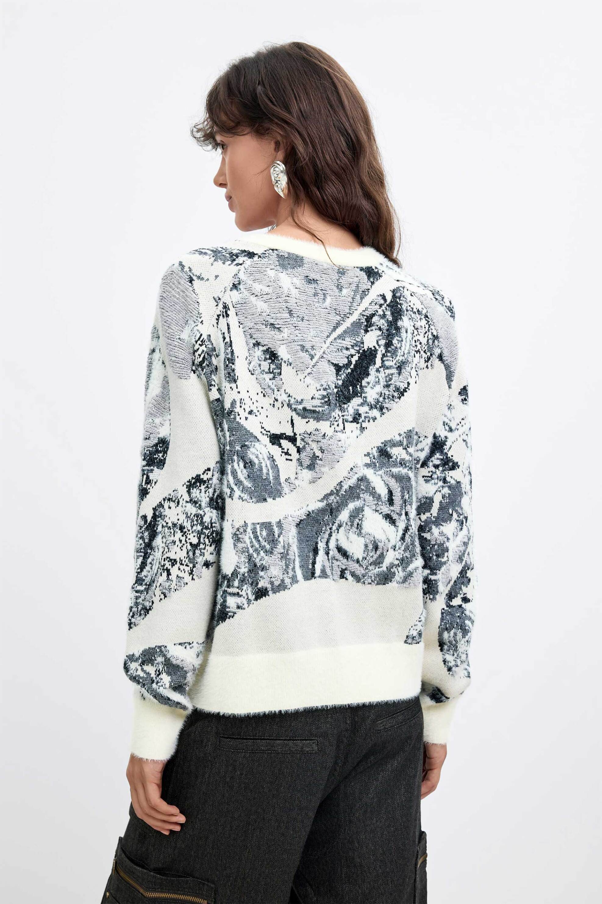 DESIGUAL Desigual γυναικεία πλεκτή ζακέτα "Bouquet Lacroix" - 26WWJF51 Λευκό - 4