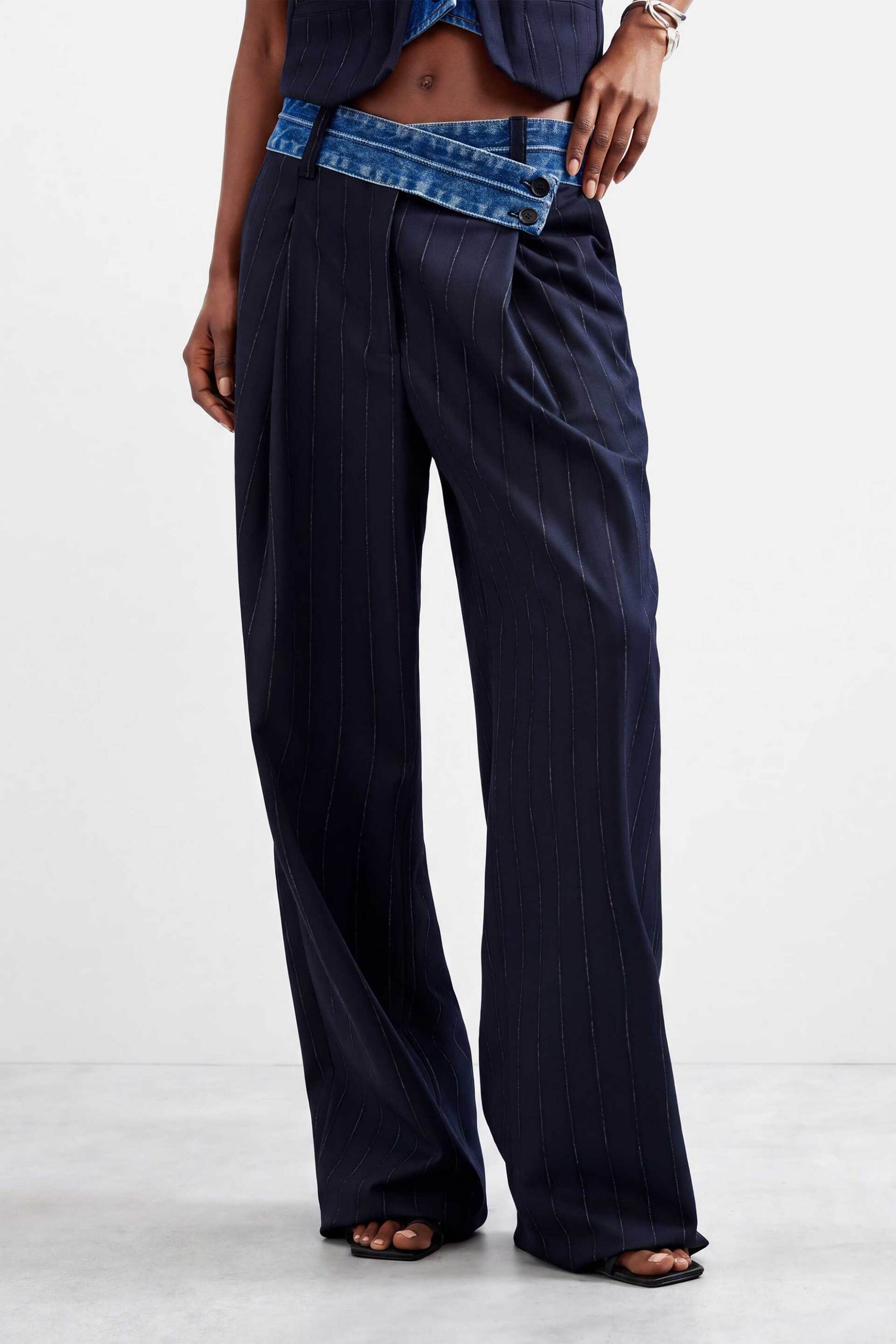 Desigual γυναικείο παντελόνι με denim λεπτομέρεια 