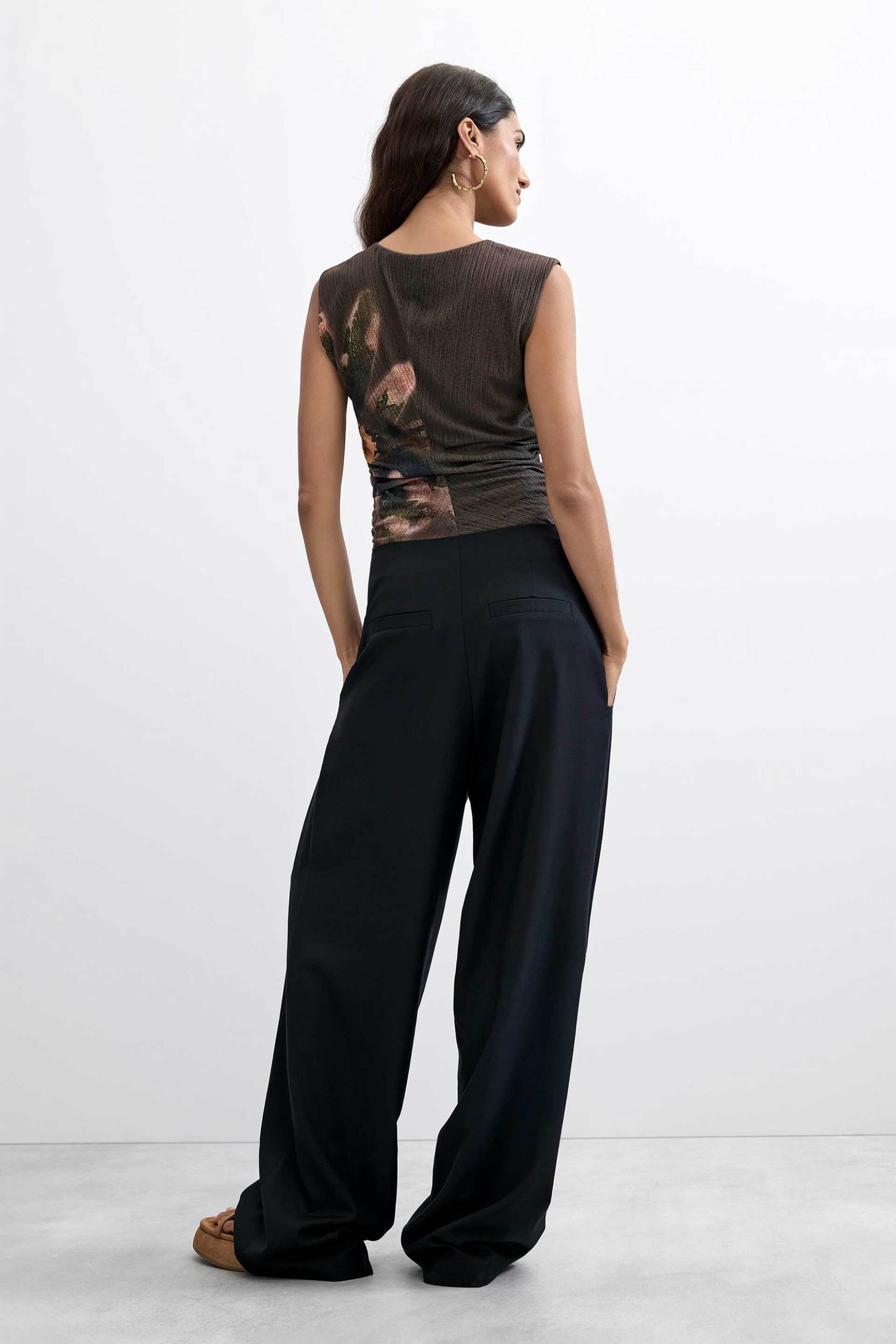 DESIGUAL Desigual γυναικείο παντελόνι με πιέτες "Lucia" - 26WWPW11 Μαύρο - 3