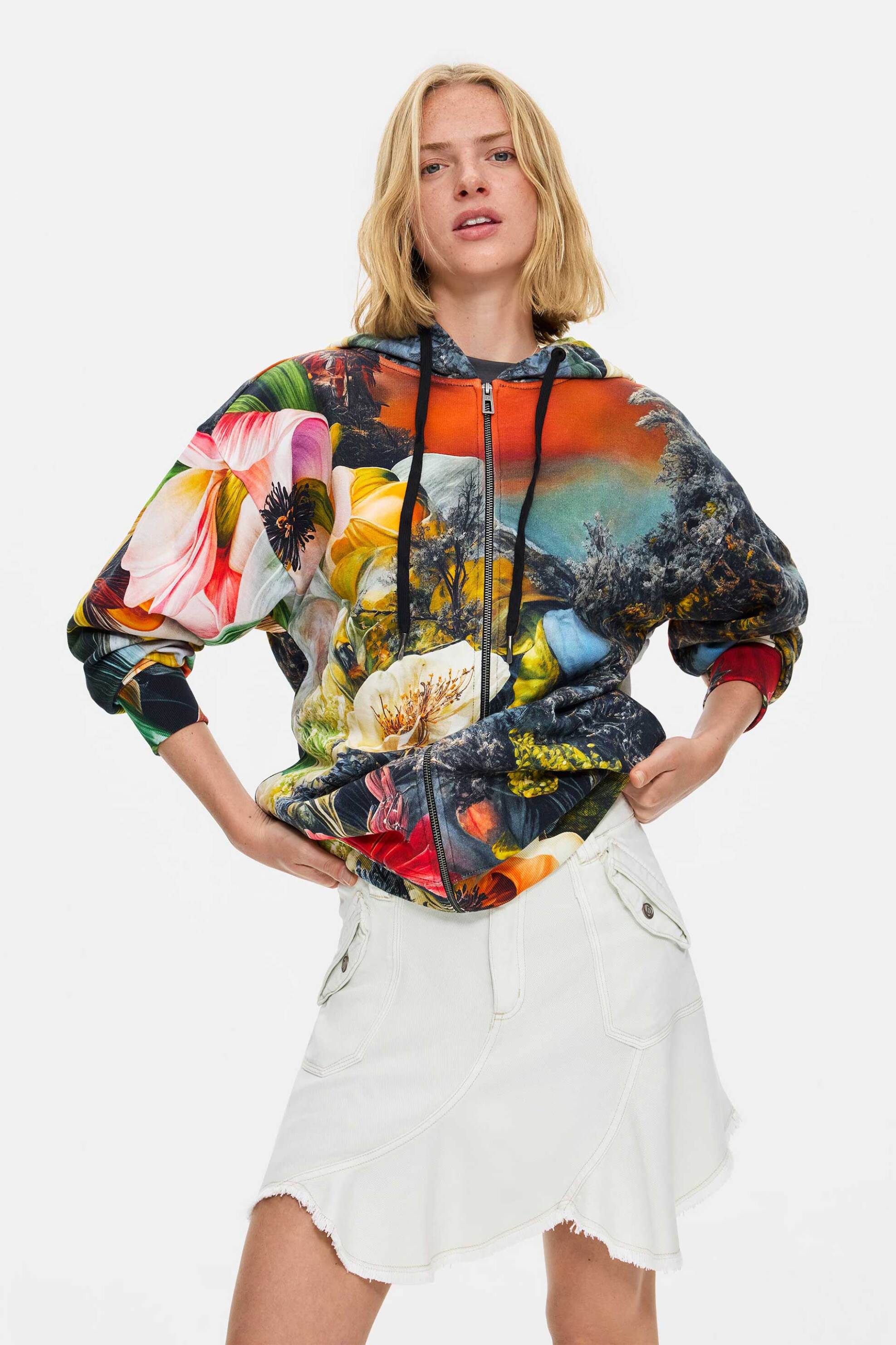 DESIGUAL Desigual γυναικεία ζακέτα φούτερ με εμπριμέ print "Tessa" - 26WWSK05 Πολύχρωμο