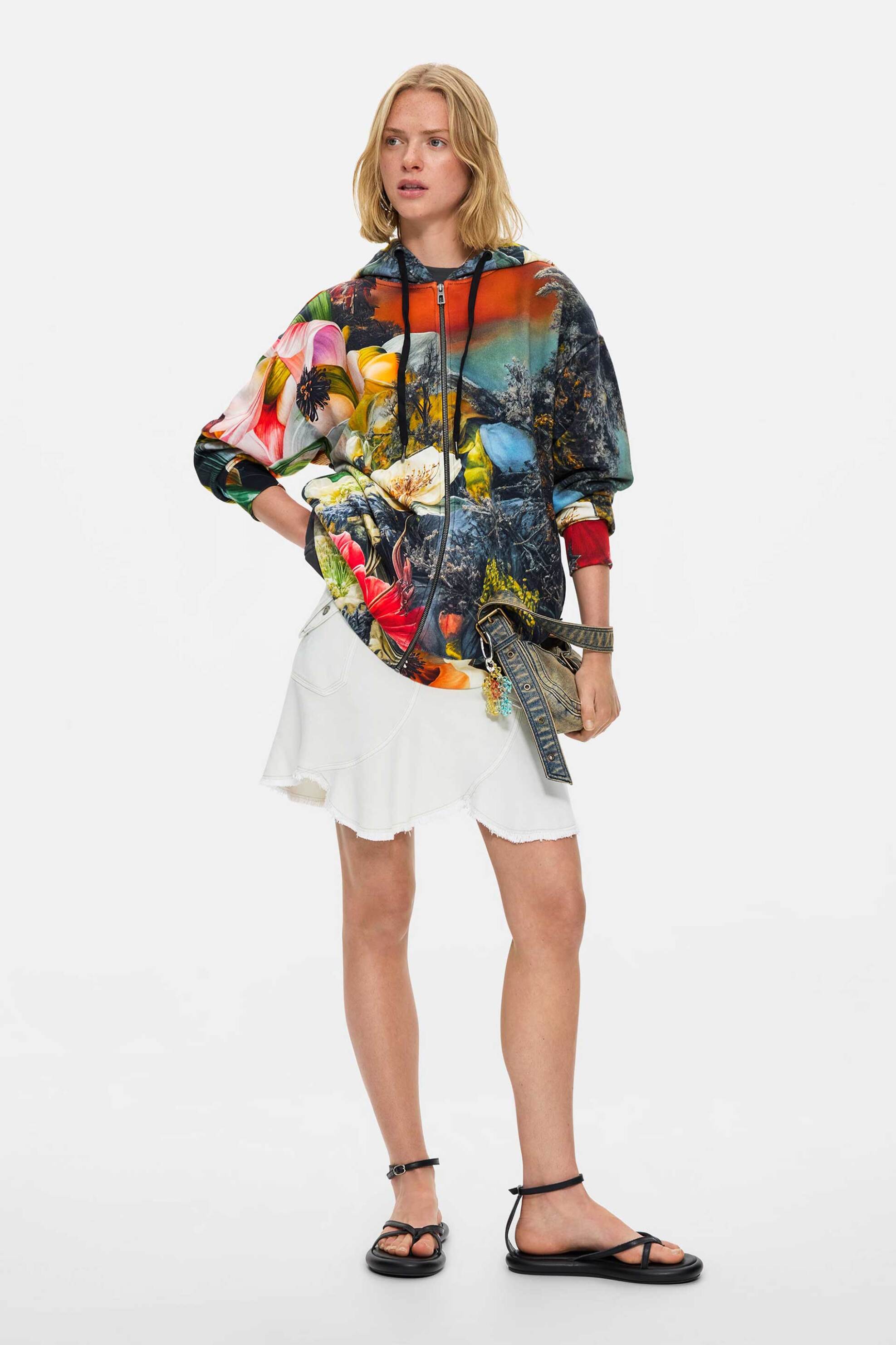 DESIGUAL Desigual γυναικεία ζακέτα φούτερ με εμπριμέ print "Tessa" - 26WWSK05 Πολύχρωμο - 3