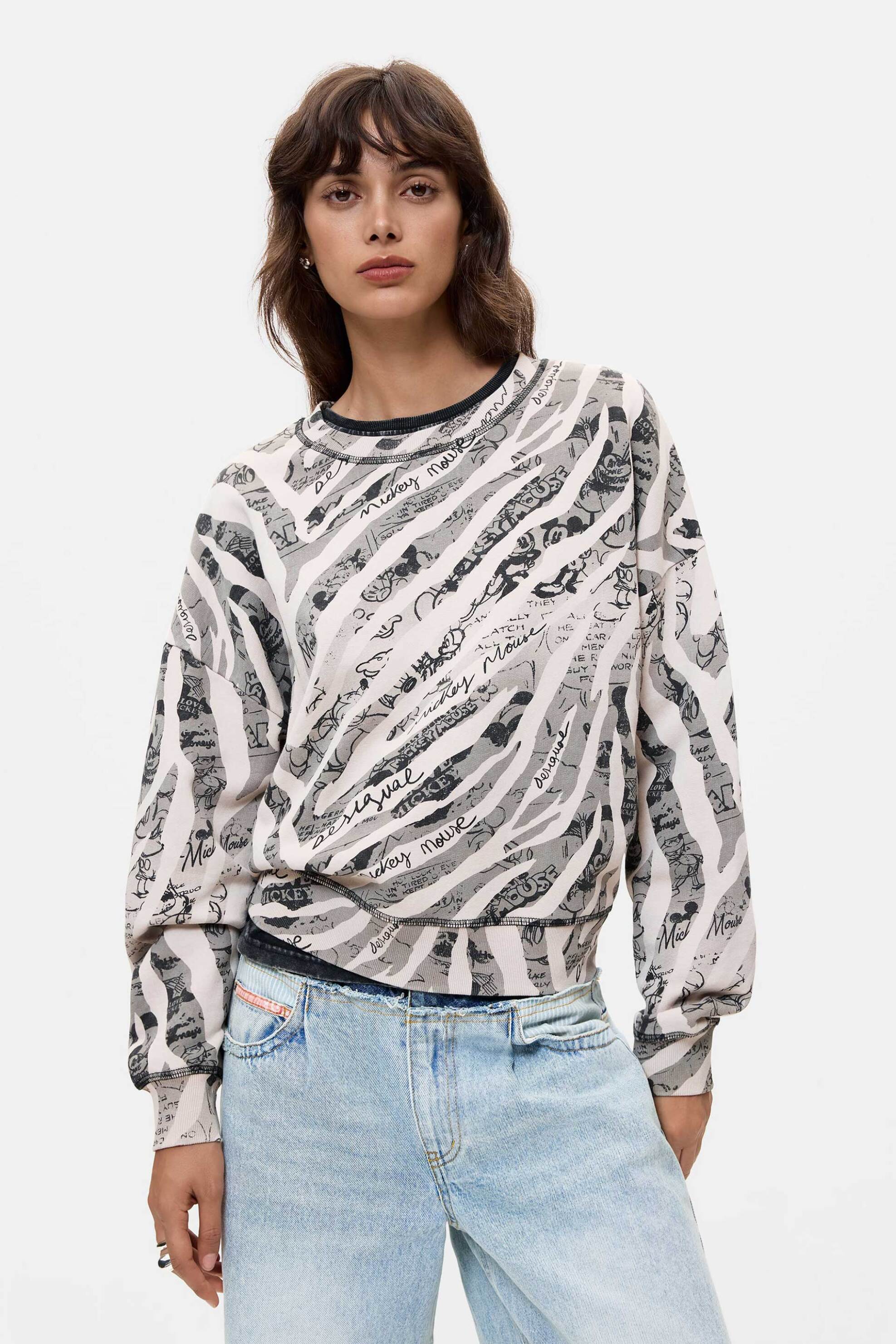 DESIGUAL Desigual γυναικεία μπλούζα φούτερ "Mickey" - 26WWSK10 Γκρι