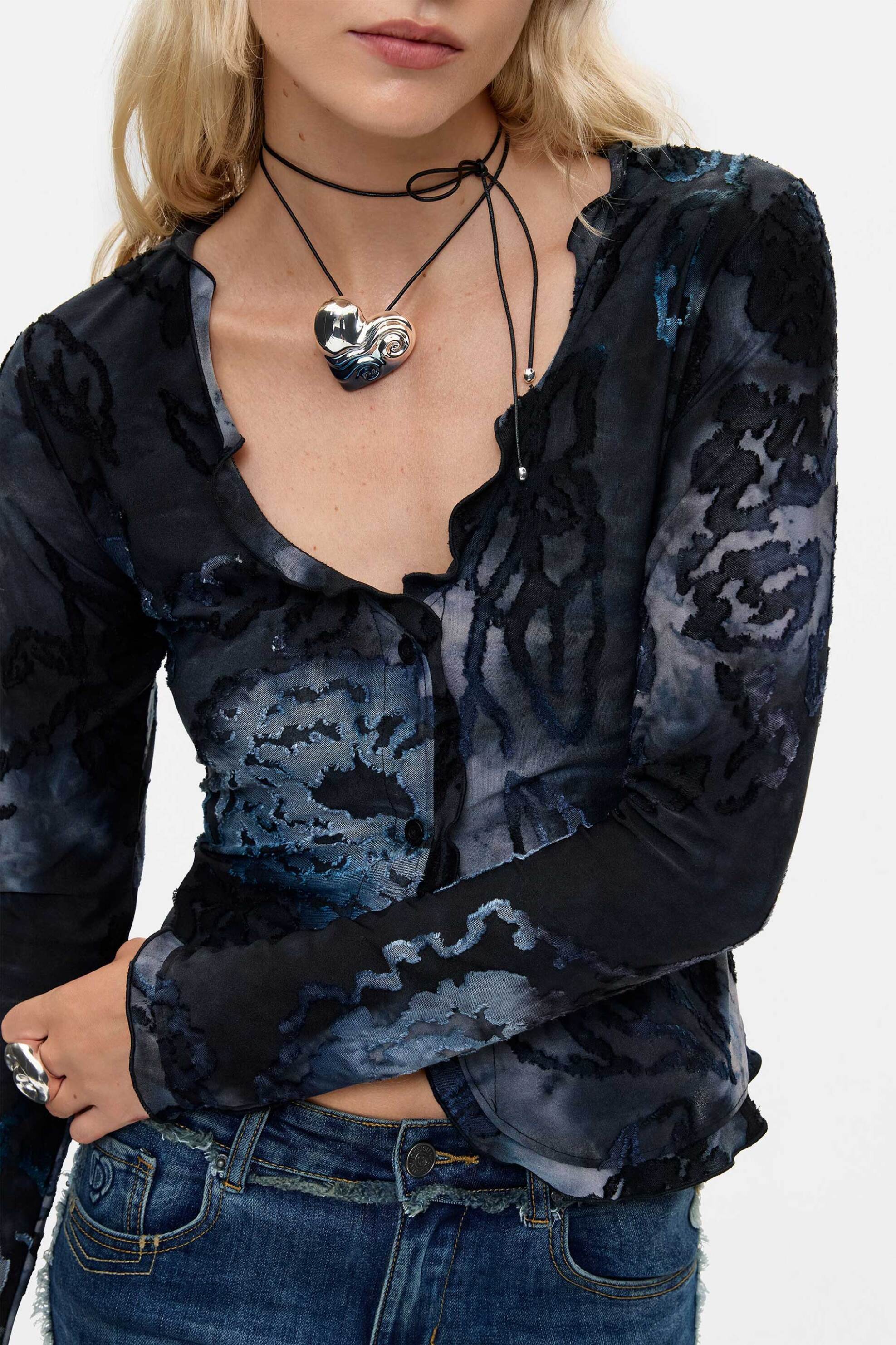 Desigual γυναικεία ζακέτα με velvet λεπτομέρειες 