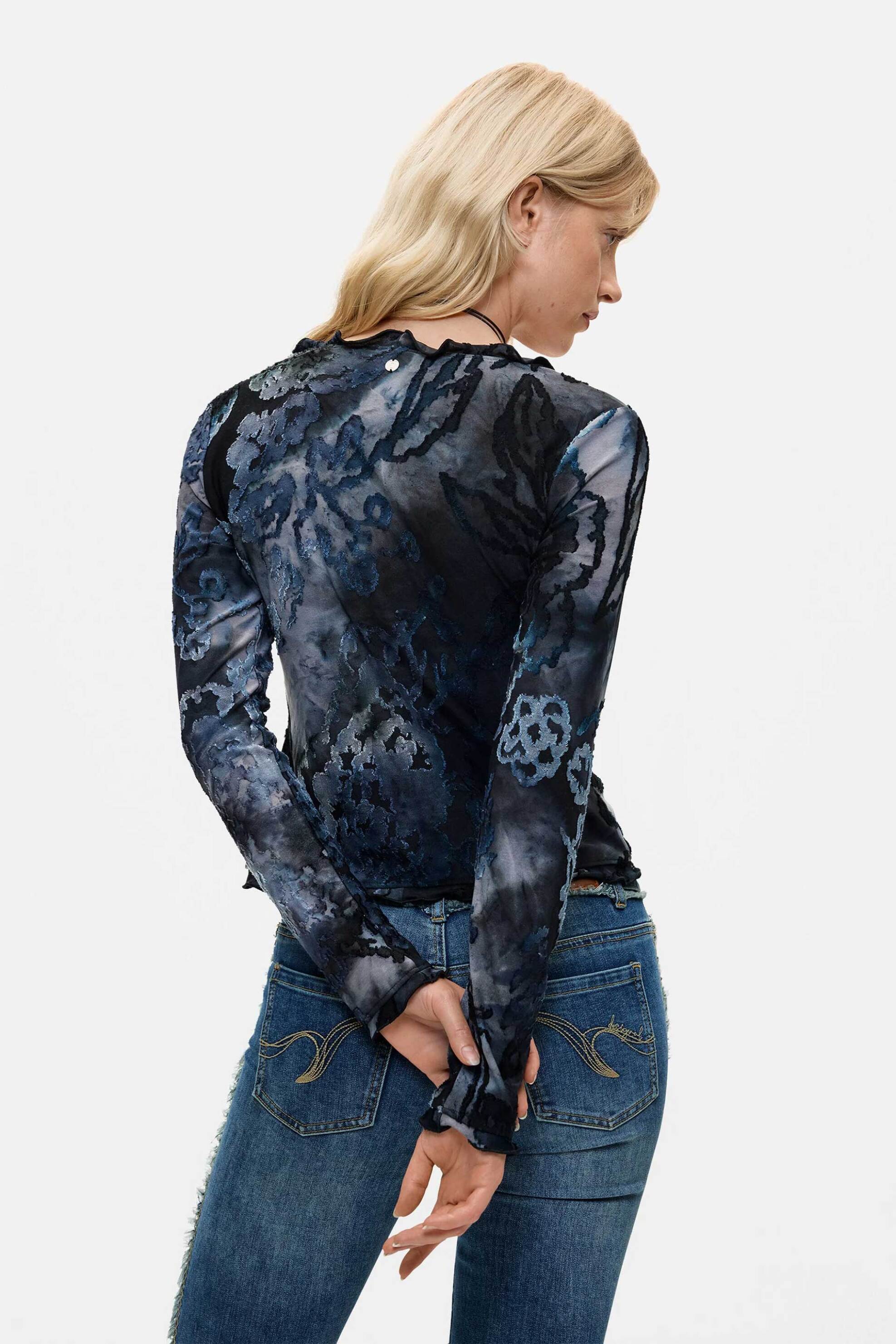 DESIGUAL Desigual γυναικεία ζακέτα με velvet λεπτομέρειες "Dubrovnik" - 26WWTK26 Μπλε - 4