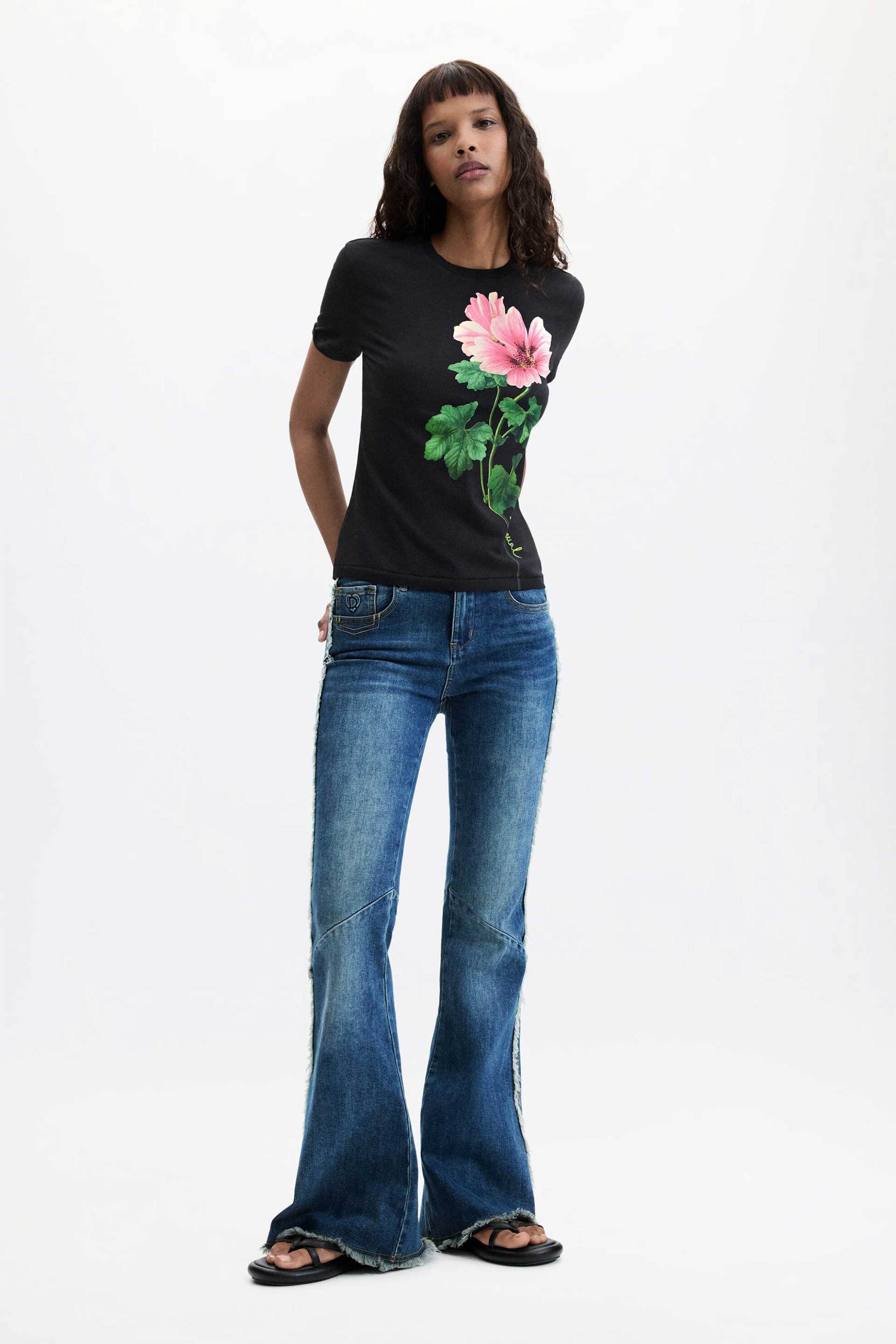 DESIGUAL Desigual γυναικείο T-shirt με floral print "Aisha" - 26WWTK50 Μαύρο - 3