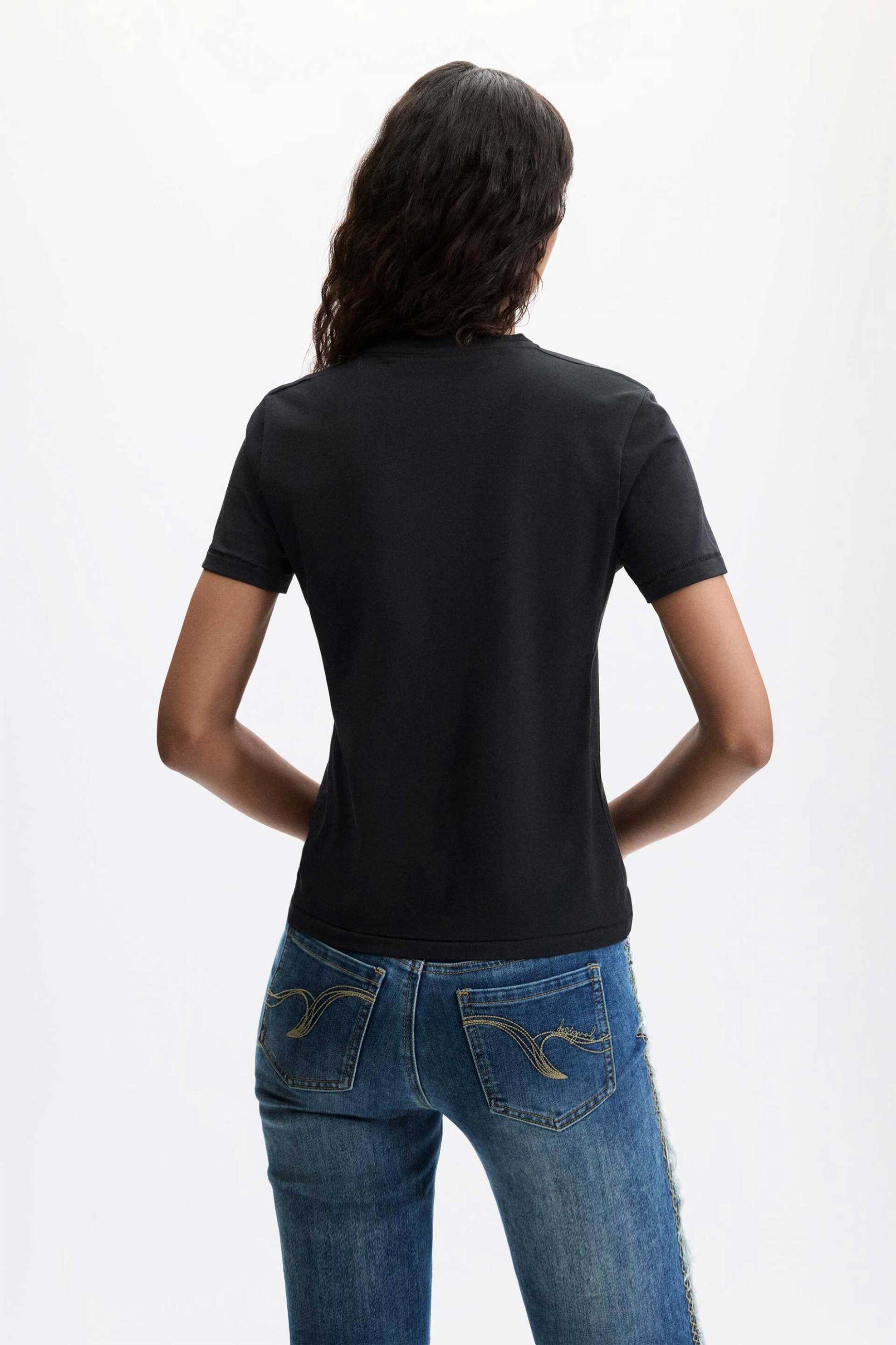 DESIGUAL Desigual γυναικείο T-shirt με floral print "Aisha" - 26WWTK50 Μαύρο - 4
