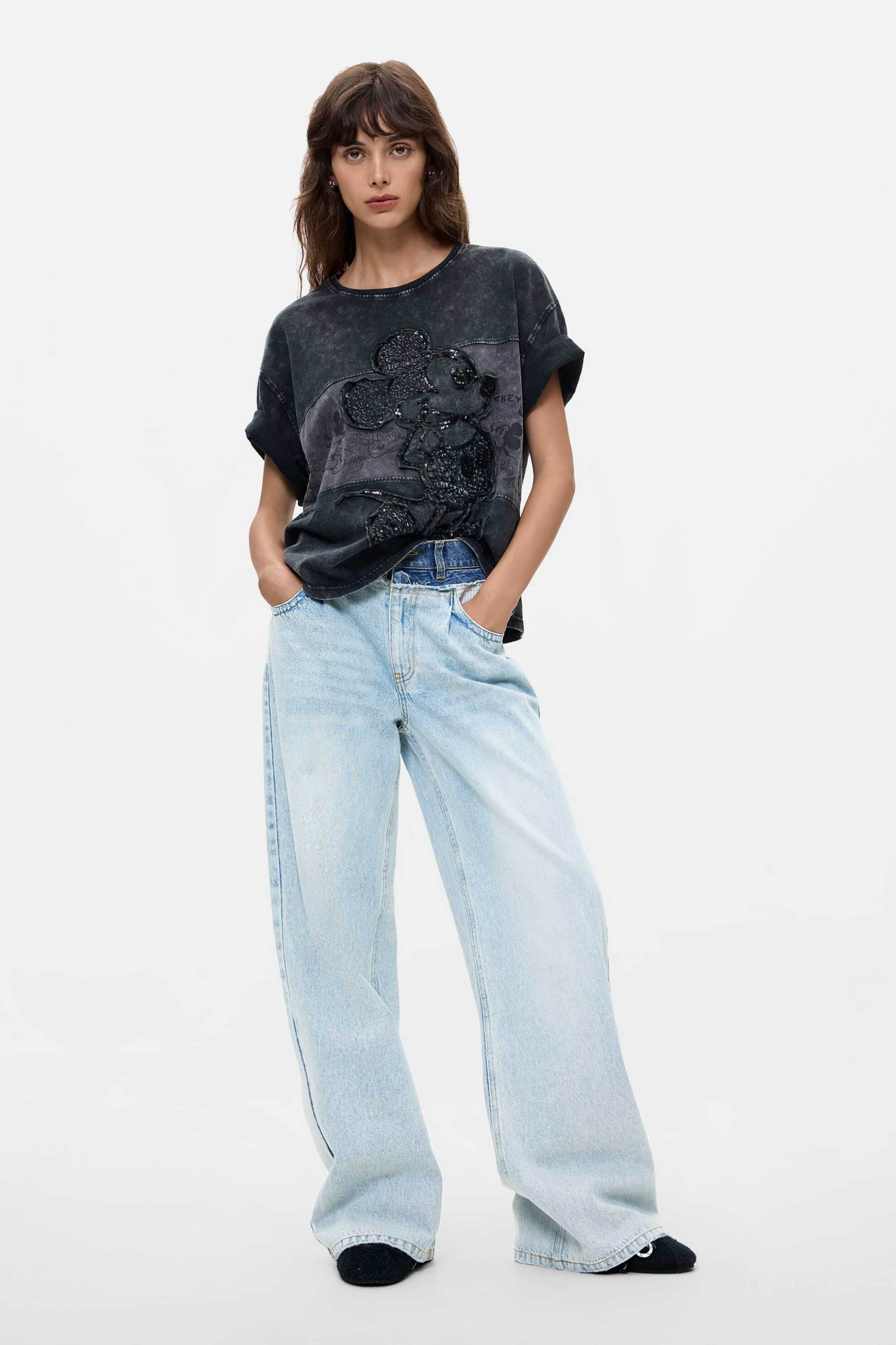 Desigual γυναικείο T-shirt με κέντημα - 26WWTK61 Μαύρο
