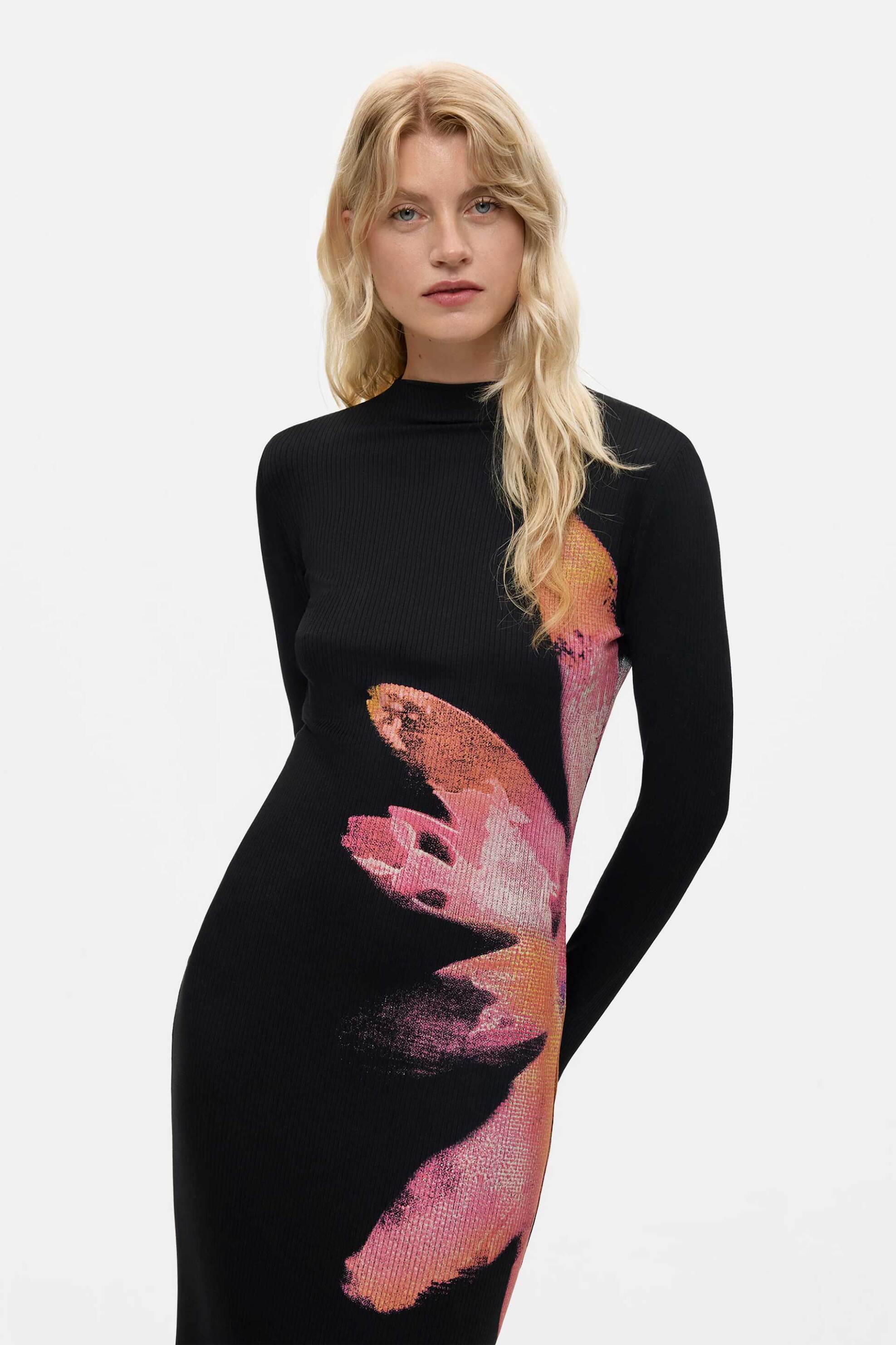 Desigual γυναικείο midi φόρεμα ribbed 