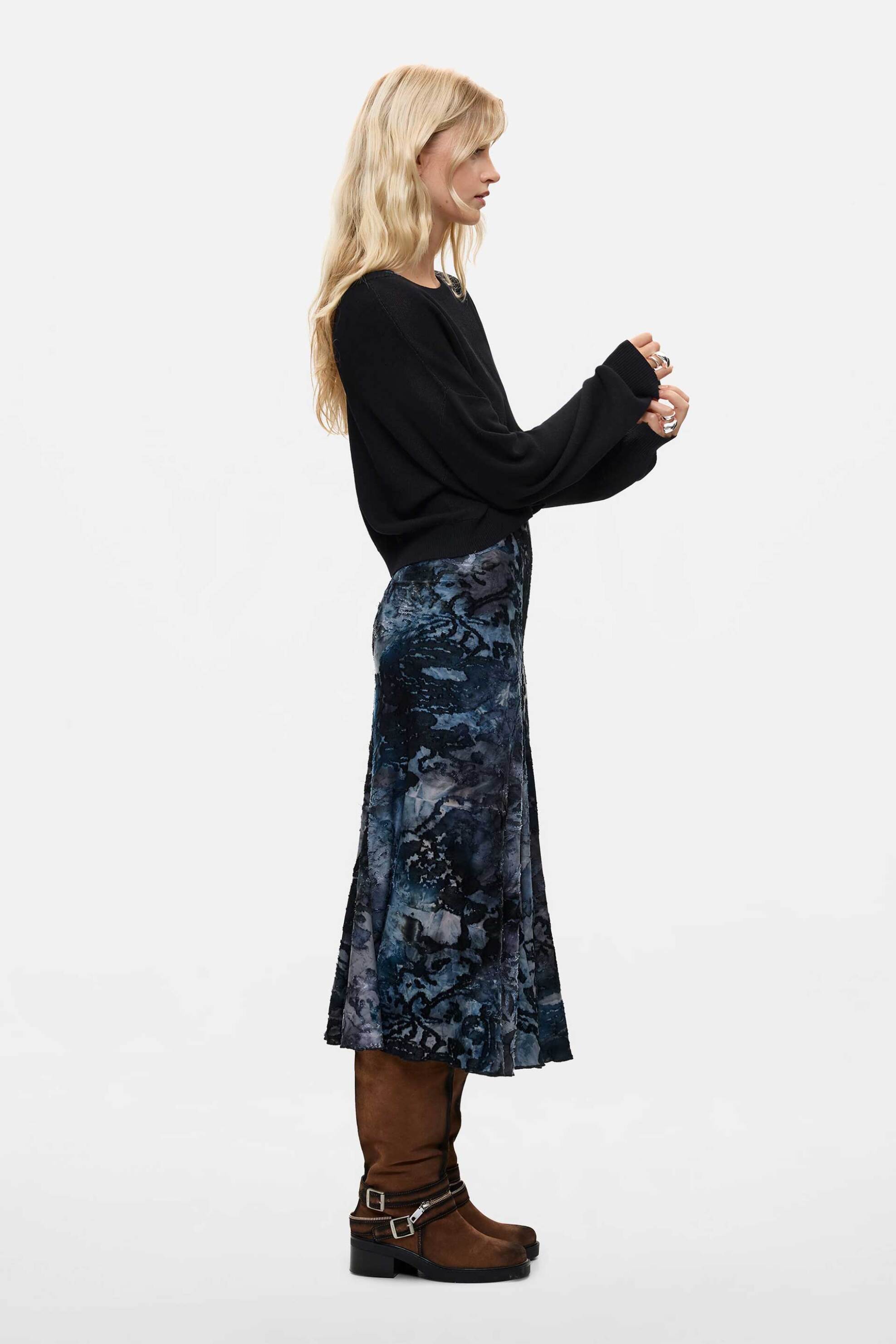 DESIGUAL Desigual γυναικείο σετ midi φόρεμα εμπριμέ και μπλούζα "Dubrovnik" - 26WWVK47 Μπλε - 3