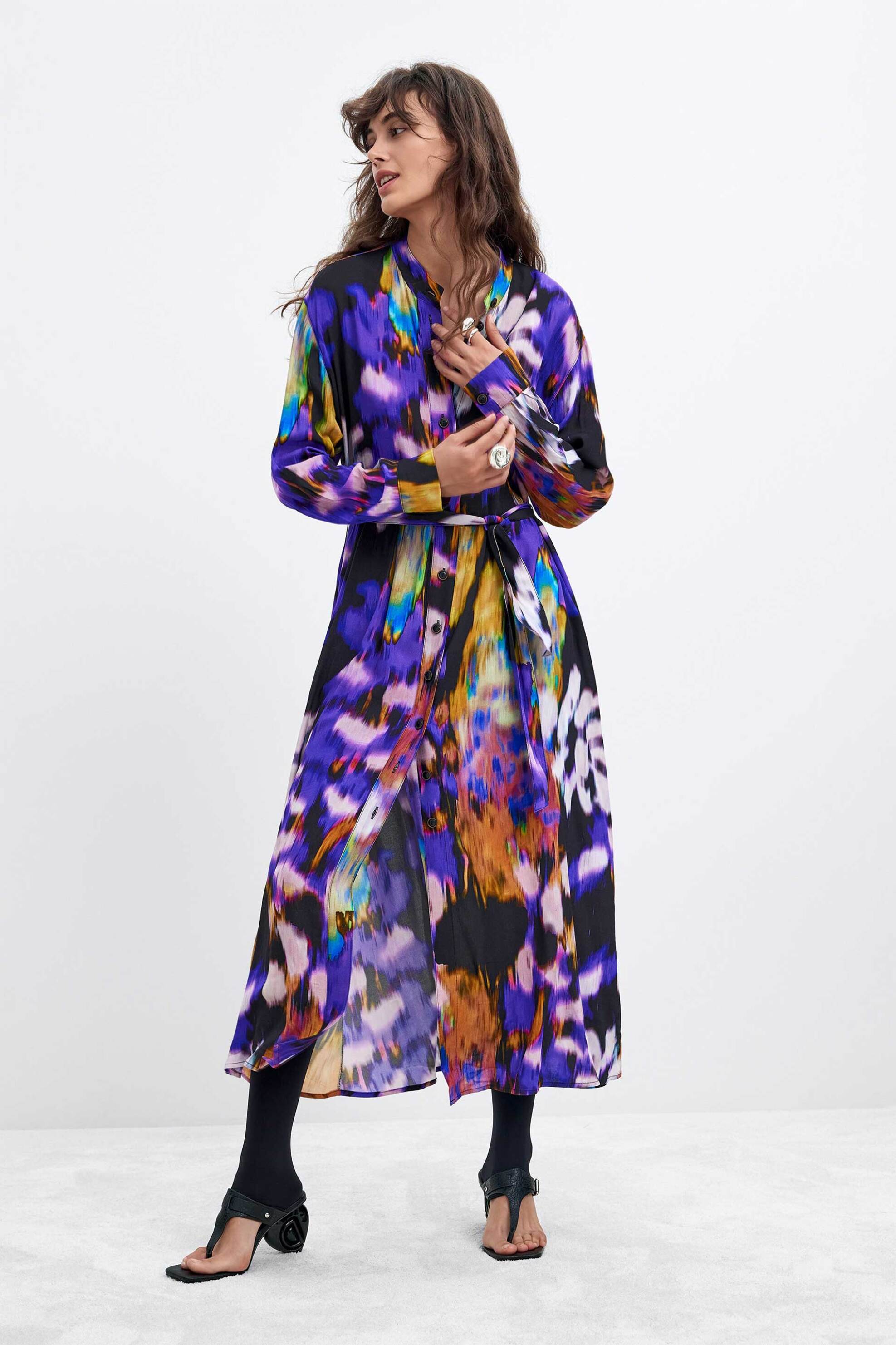 DESIGUAL Desigual γυναικείο midi φόρεμα σεμιζιέ εμπριμέ "Sonia Lacroix" - 26WWVW02 Πολύχρωμο