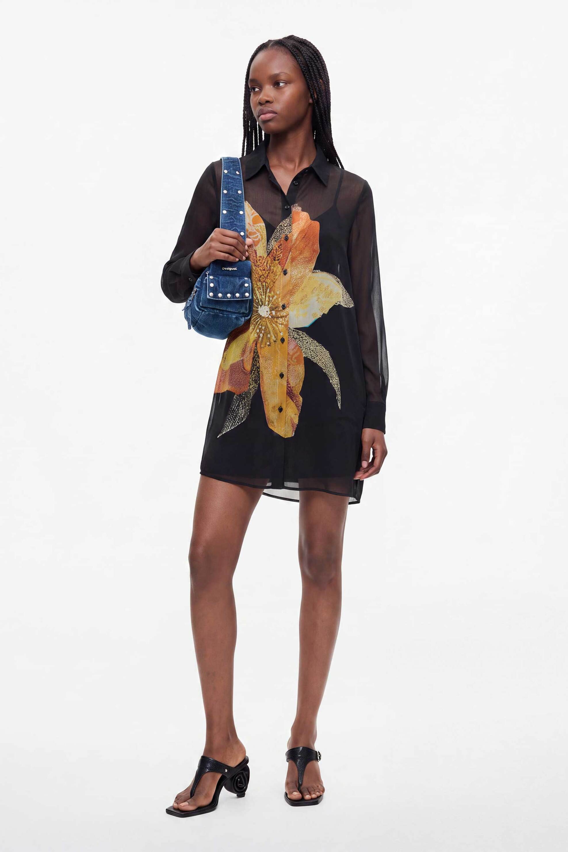 DESIGUAL Desigual γυναικείο mini φόρεμα σεμιζιέ "Siena" - 26WWVW13 Μαύρο - 3