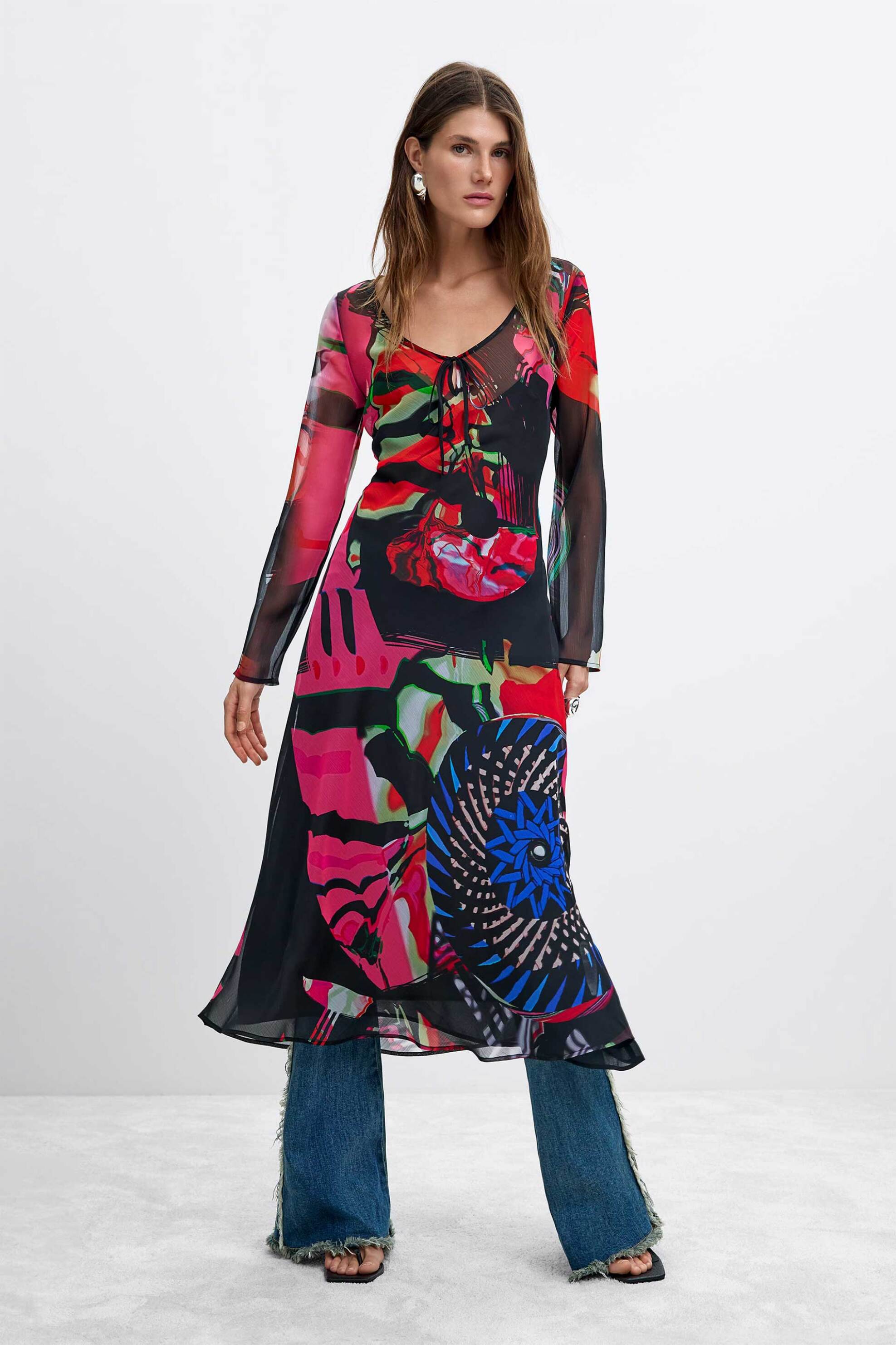 Desigual γυναικείο midi φόρεμα εμπριμέ 