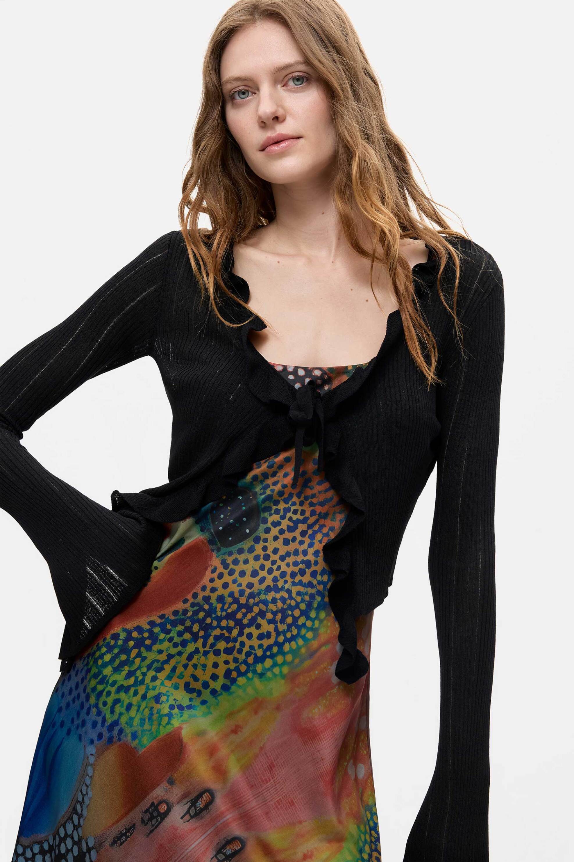 Desigual γυναικείο σετ midi φόρεμα εμπριμέ με ζακέτα 