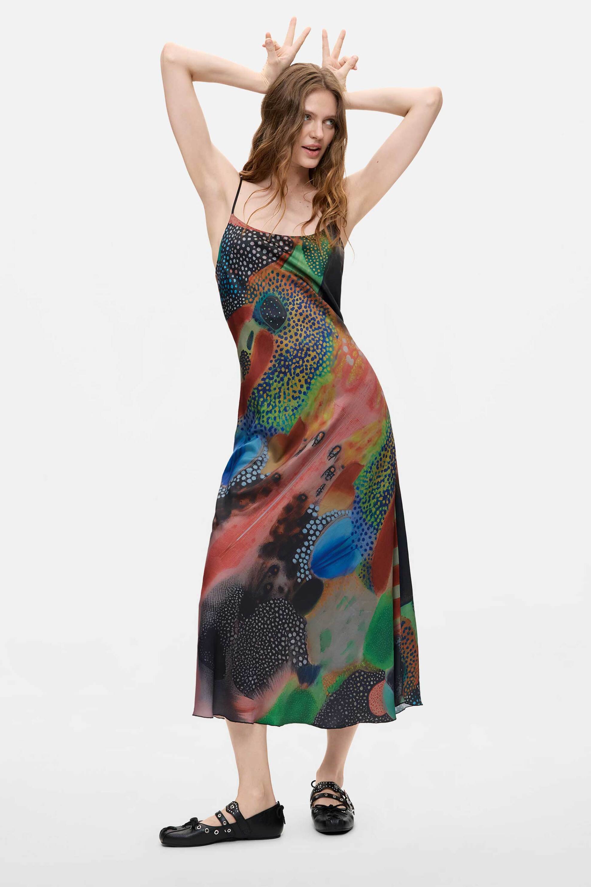 DESIGUAL Desigual γυναικείο σετ midi φόρεμα εμπριμέ με ζακέτα "Tessa" - 26WWVW36 Πολύχρωμο - 3